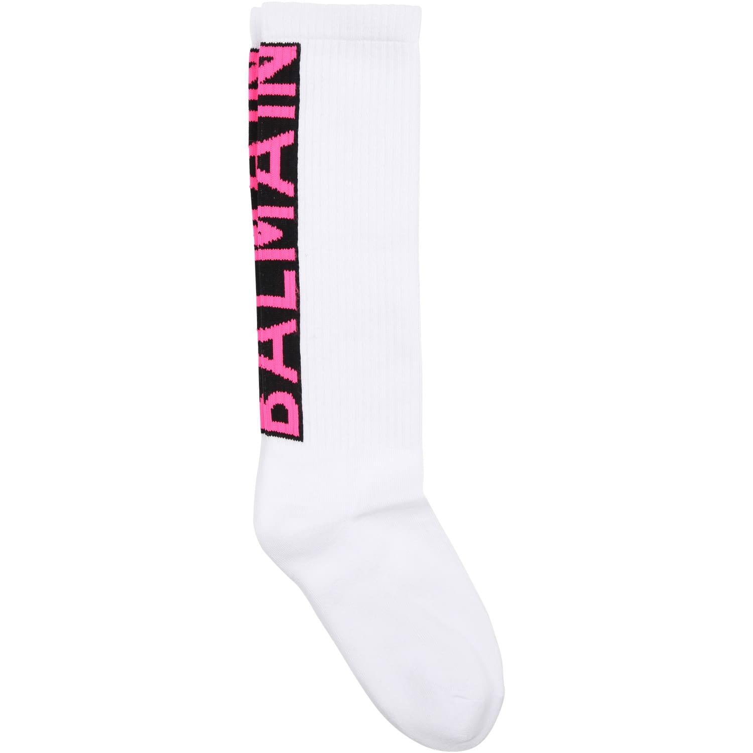 Balmain White Socks For Kids With Logo