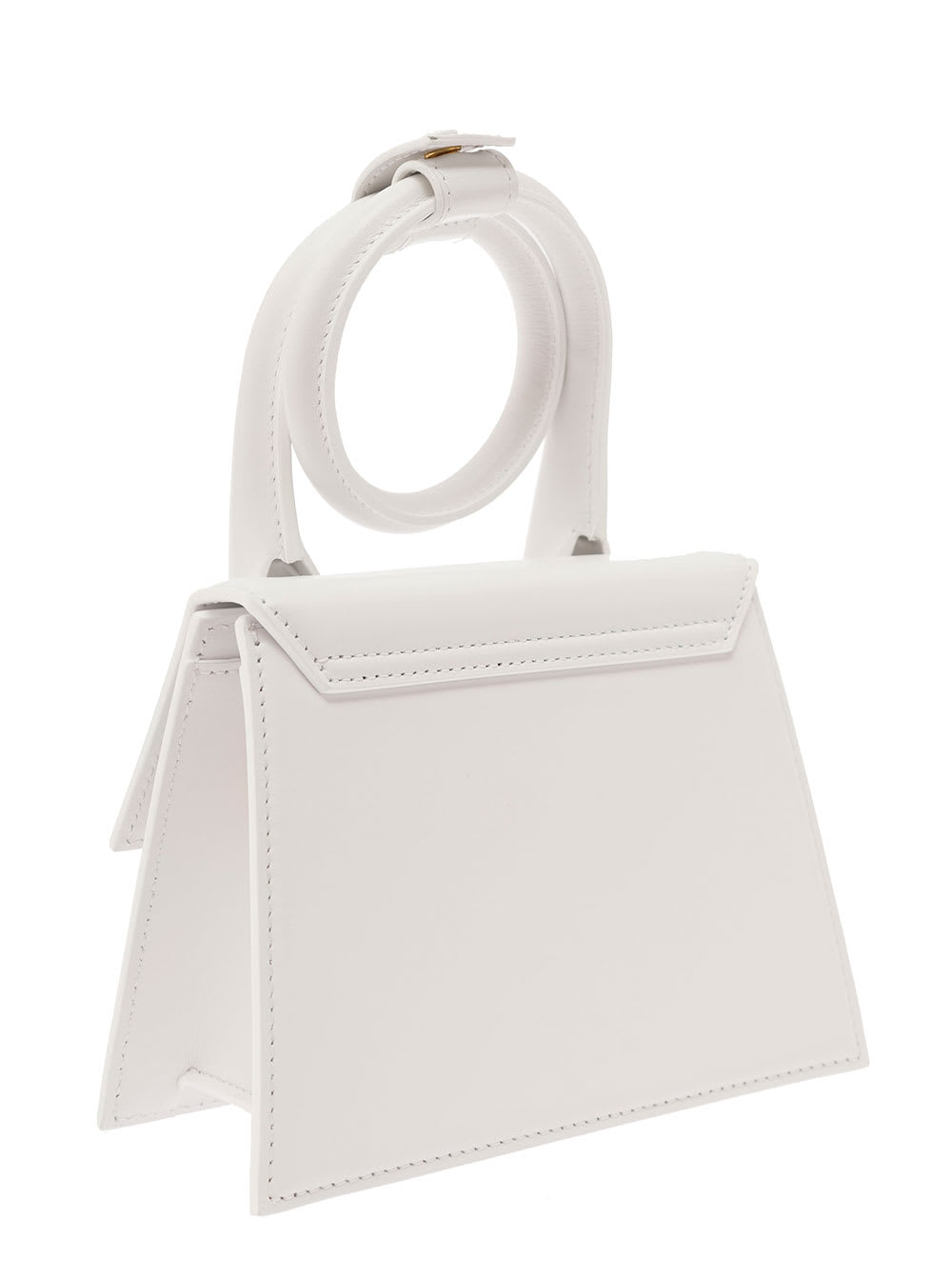 Shop Jacquemus Le Chiquito Noeud White Crossbody Bag With Logo Detail In Leather Woman