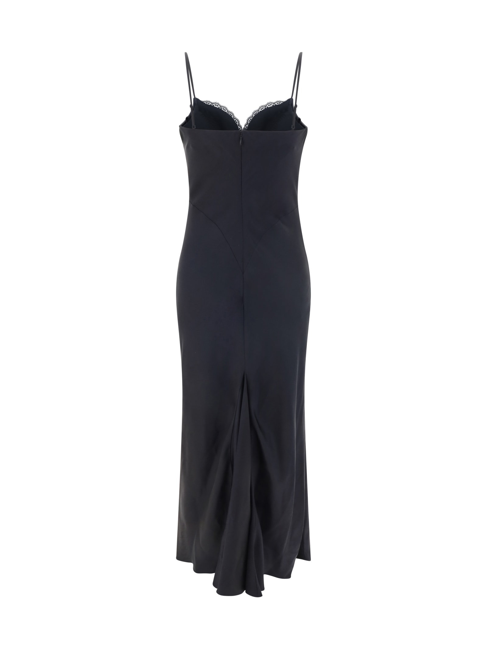 Alexander Mcqueen Padded-trim Ribbed Dress In Black