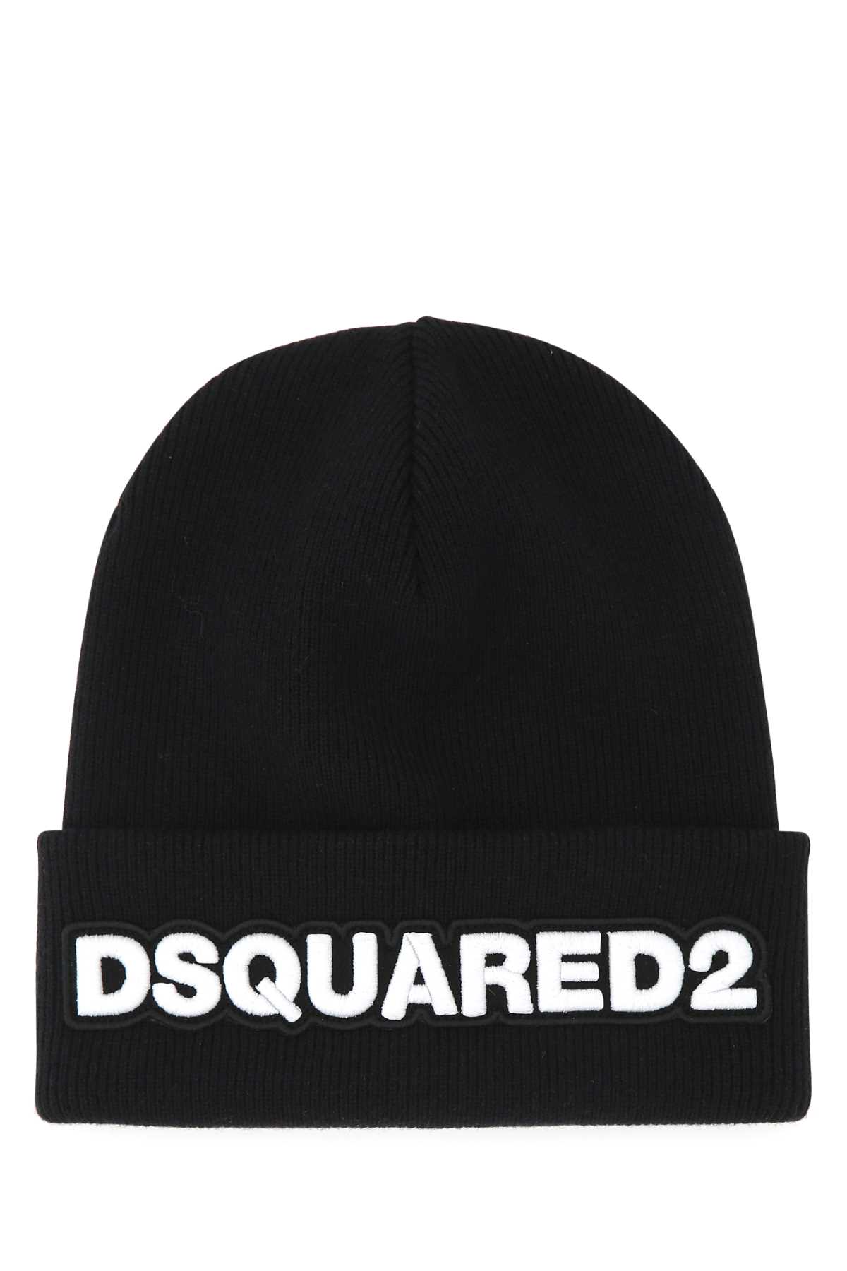 Shop Dsquared2 Black Wool Beanie Hat In M063