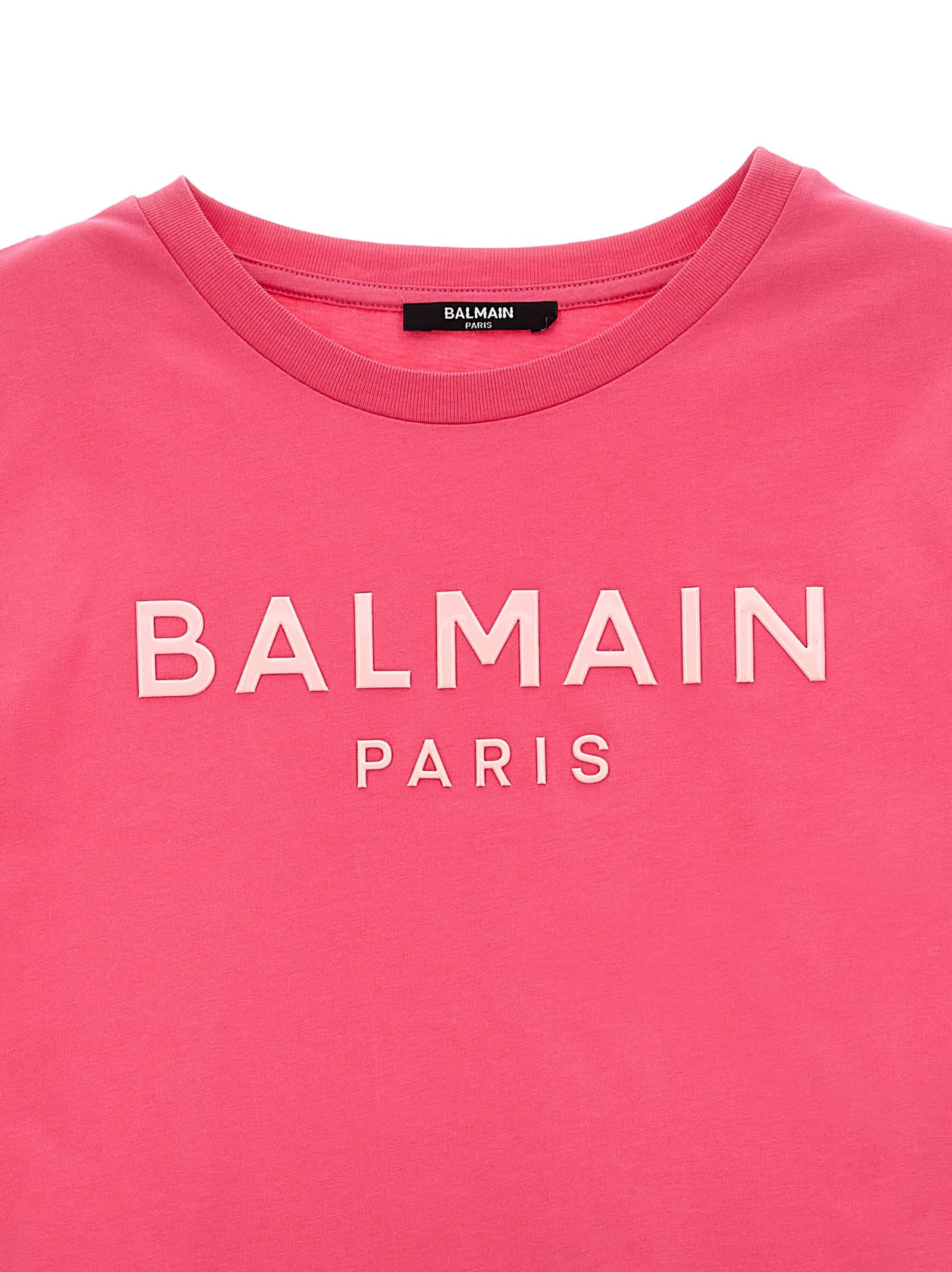 Balmain Embossed Logo T-shirt In Fuchsia