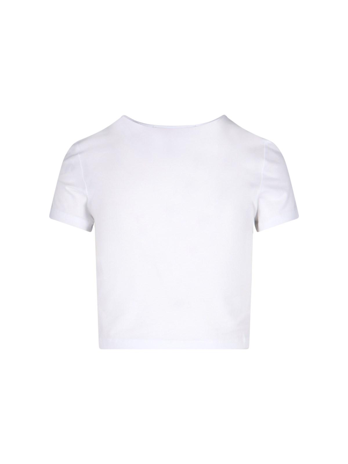 Shop Rotate Birger Christensen Logo Crop T-shirt In Bianco
