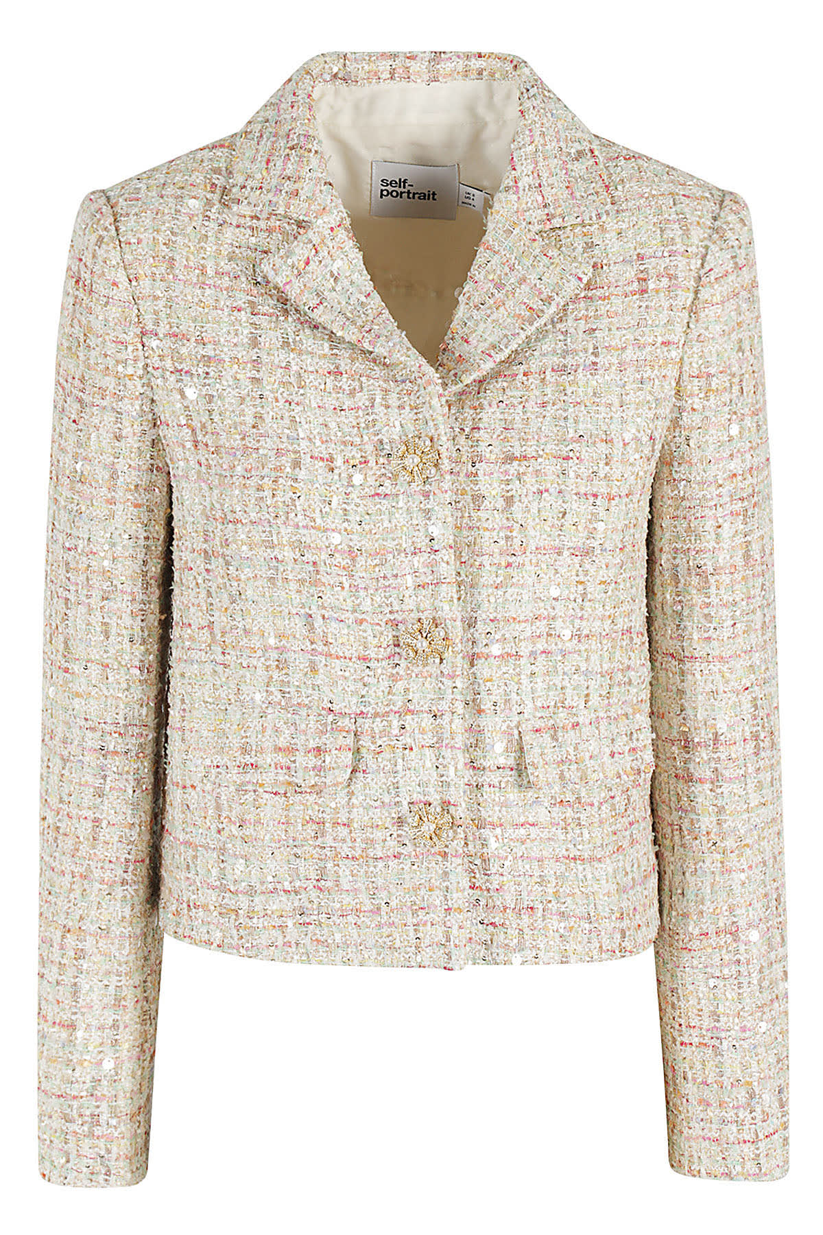 Shop Self-portrait Pastel Boucle Jacket In Multi