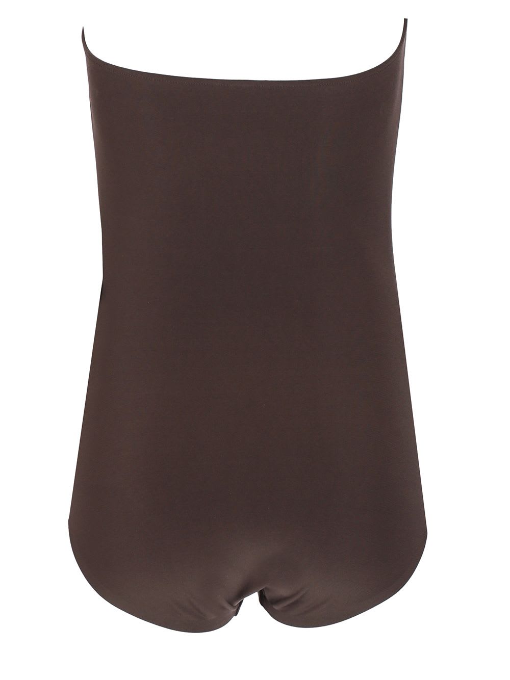 Shop Norma Kamali Gathered Bodysuit In Brown