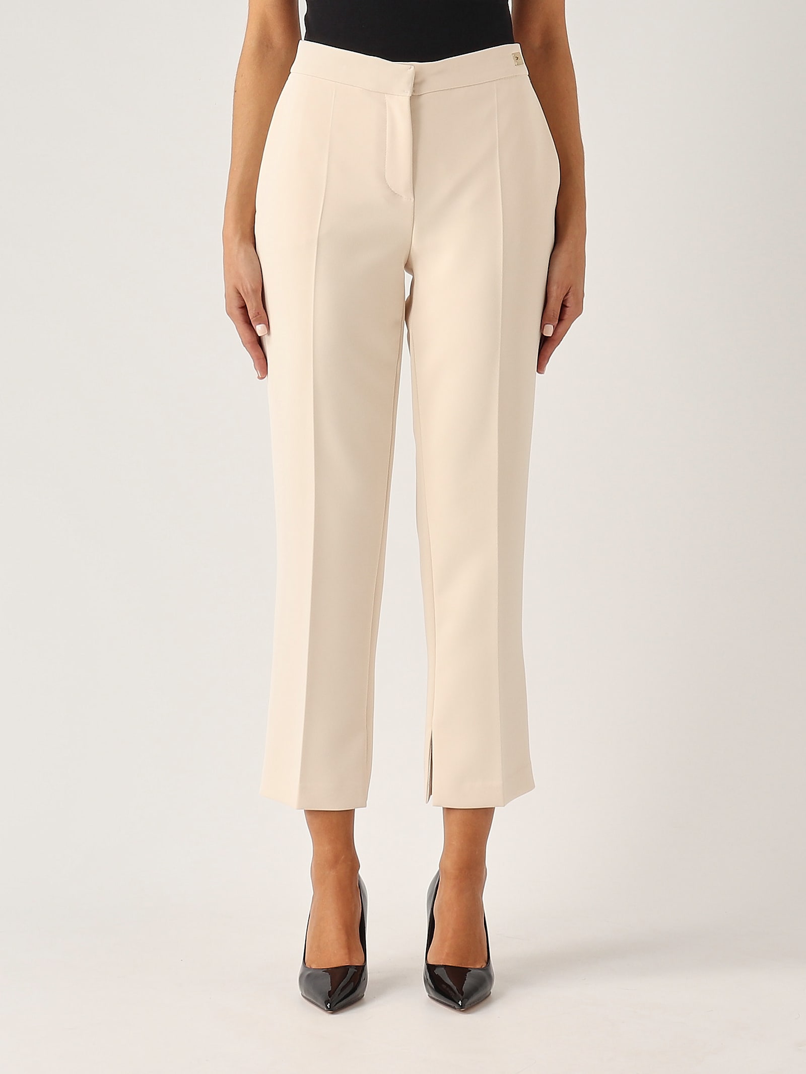 Shop Elisabetta Franchi Poliester Trousers In Burro