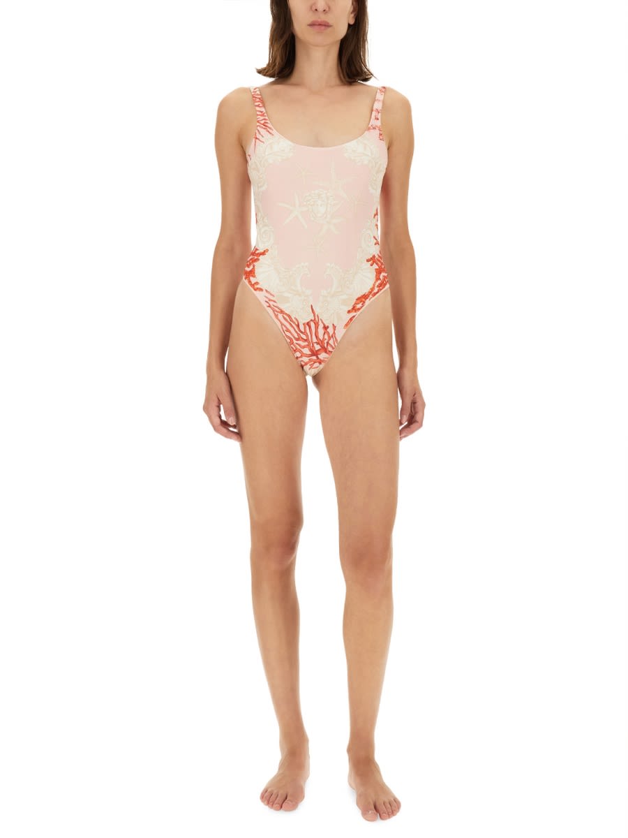 Shop Versace Sea Baroque One-piece Swimsuit In Multicolour