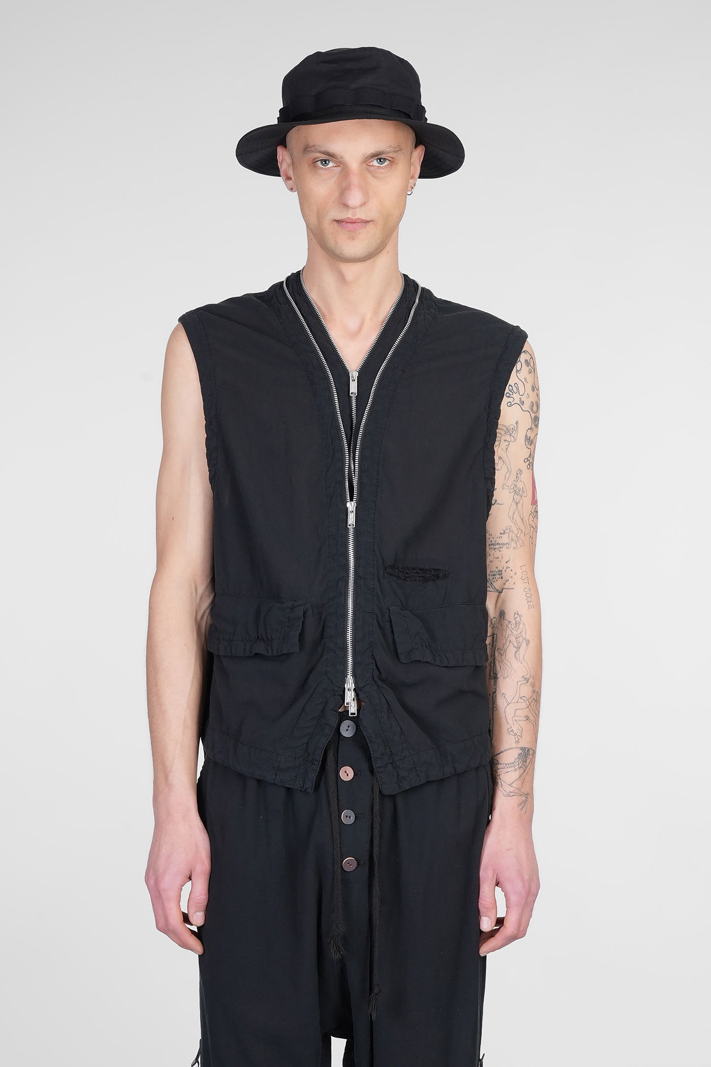 Undercover Vest In Black Rayon In Black