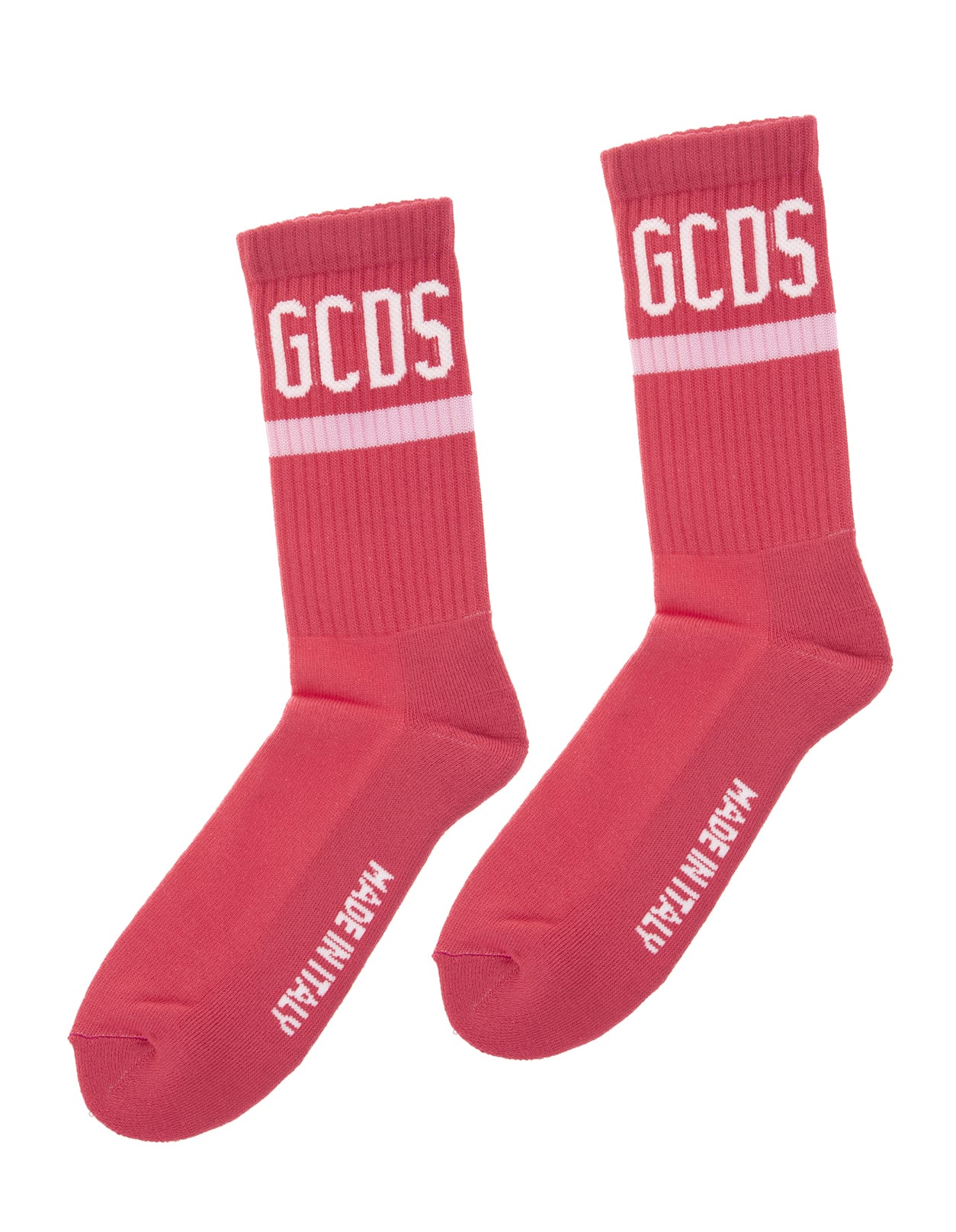 Unisex Coral Red Socks With Gcds Logo