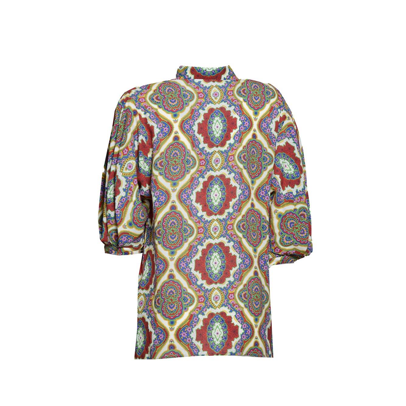 Shop Etro Graphic Printed Straight Hem Cady Blouse In Multicolour
