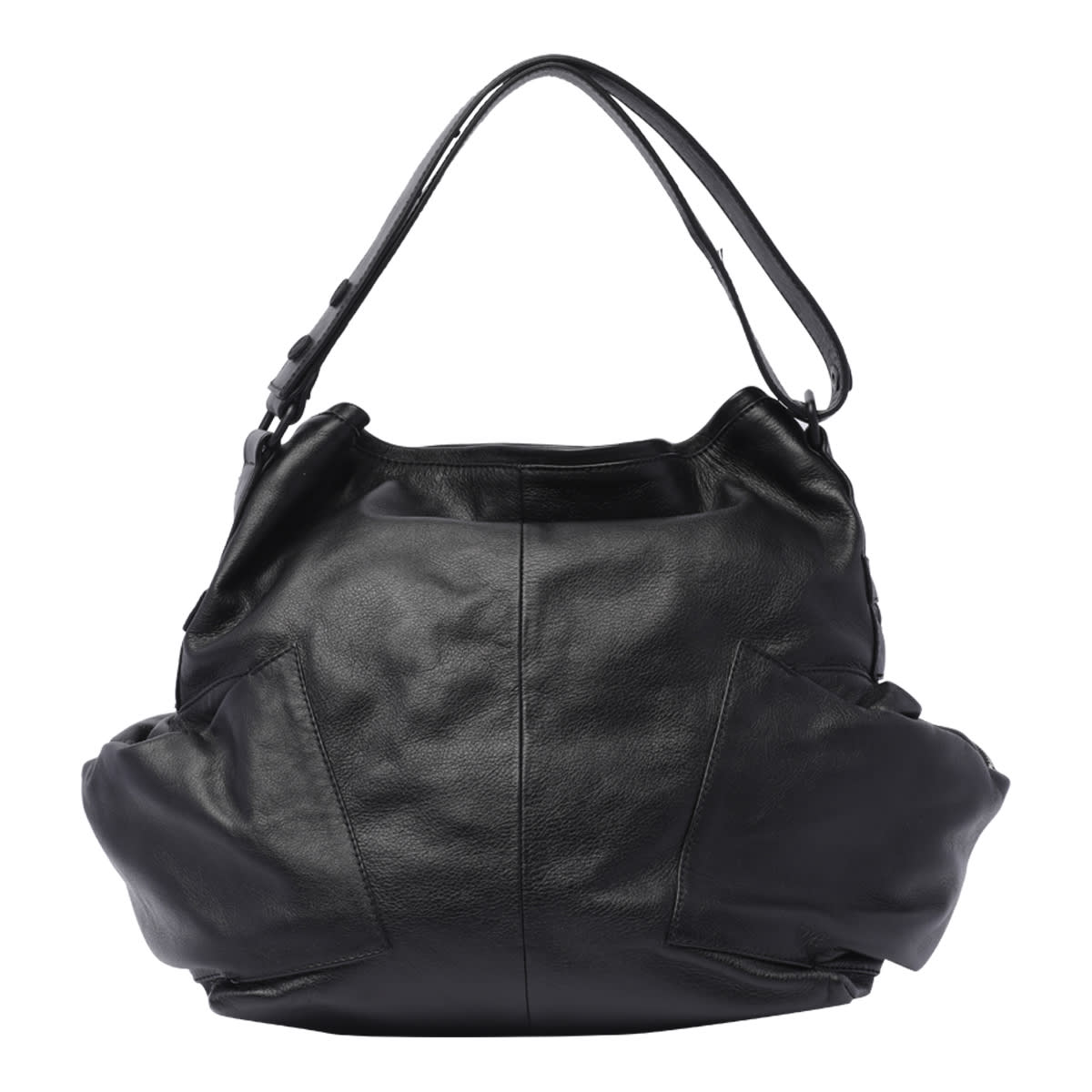 Vic Matie Leather Shoulder Bag In Black