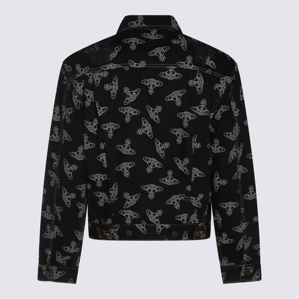 Shop Vivienne Westwood Black Cotton Denim Jacket In Black/orbs