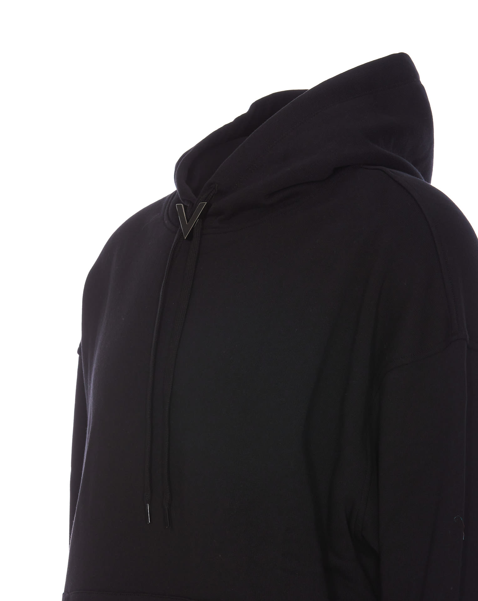 Shop Valentino V Detail Hoodie In Black