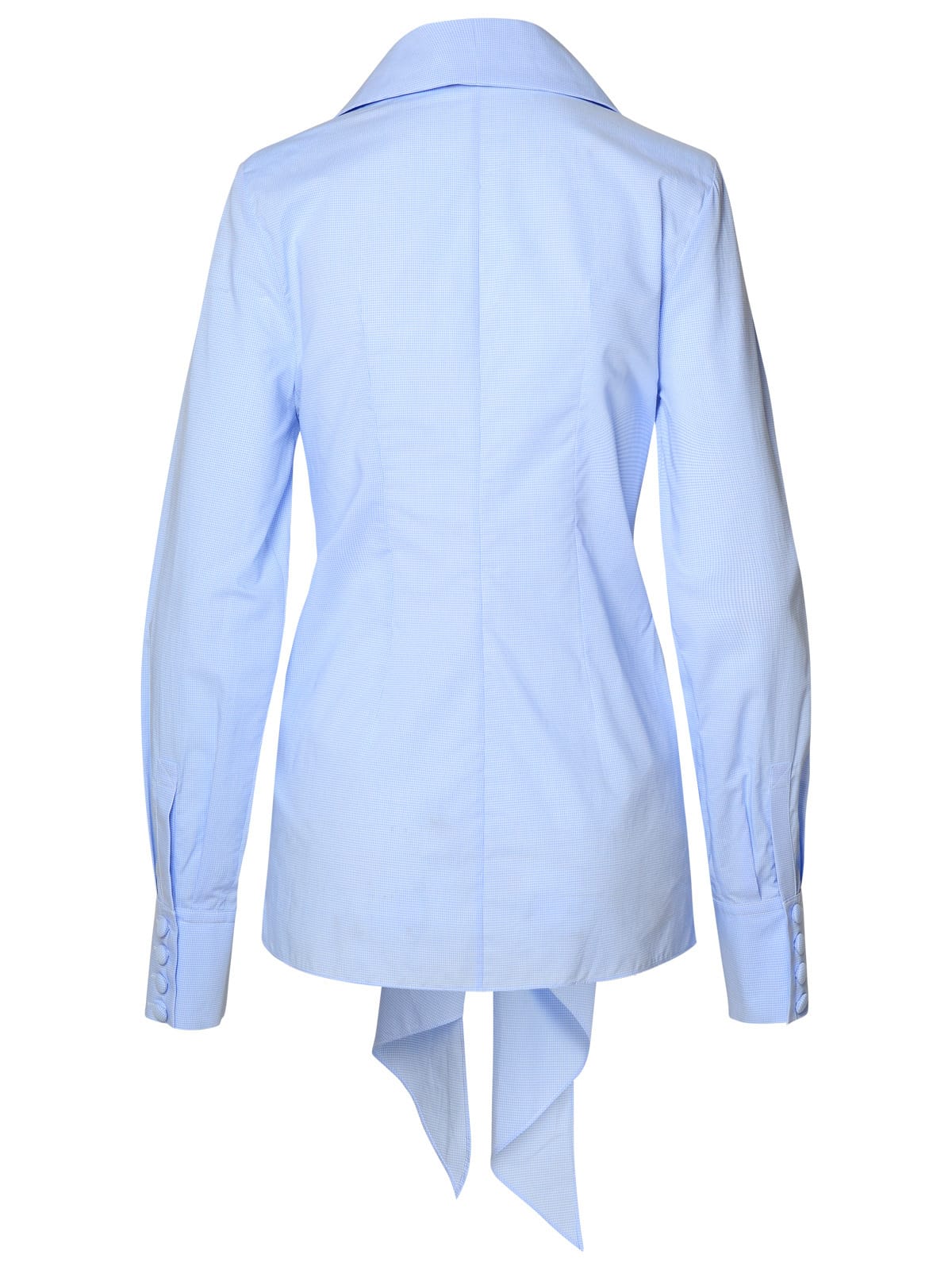 Shop Balmain Two-tone Cotton Shirt In Light Blue