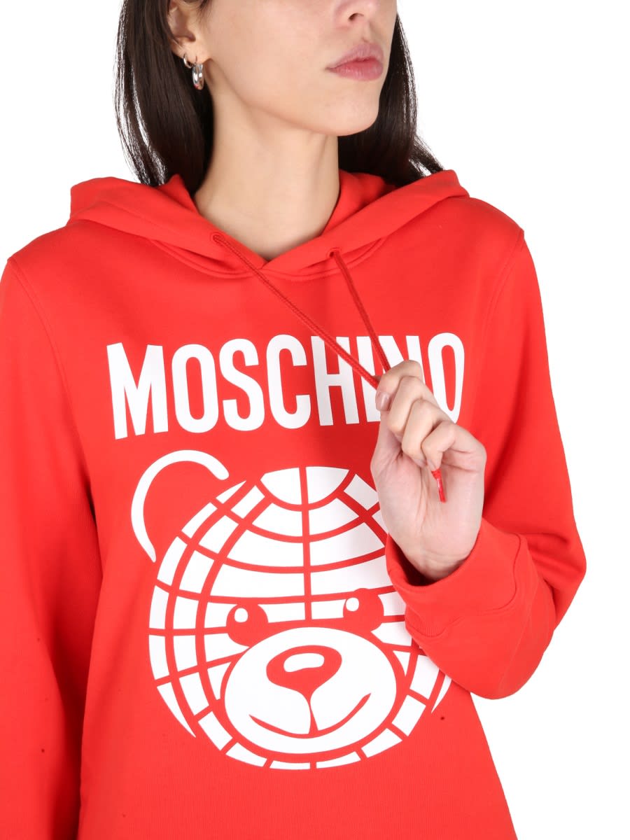 Moschino Couture Sweatshirt With Logo Print In Red