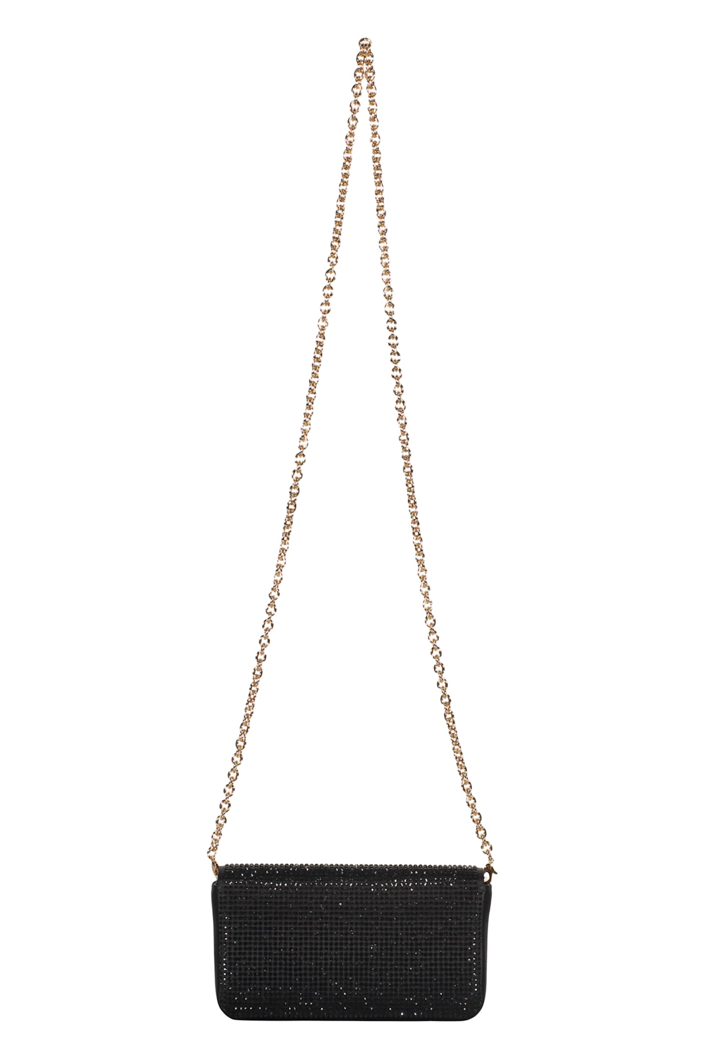 Versace Elegant Black Clutch With Golden Closure In Black