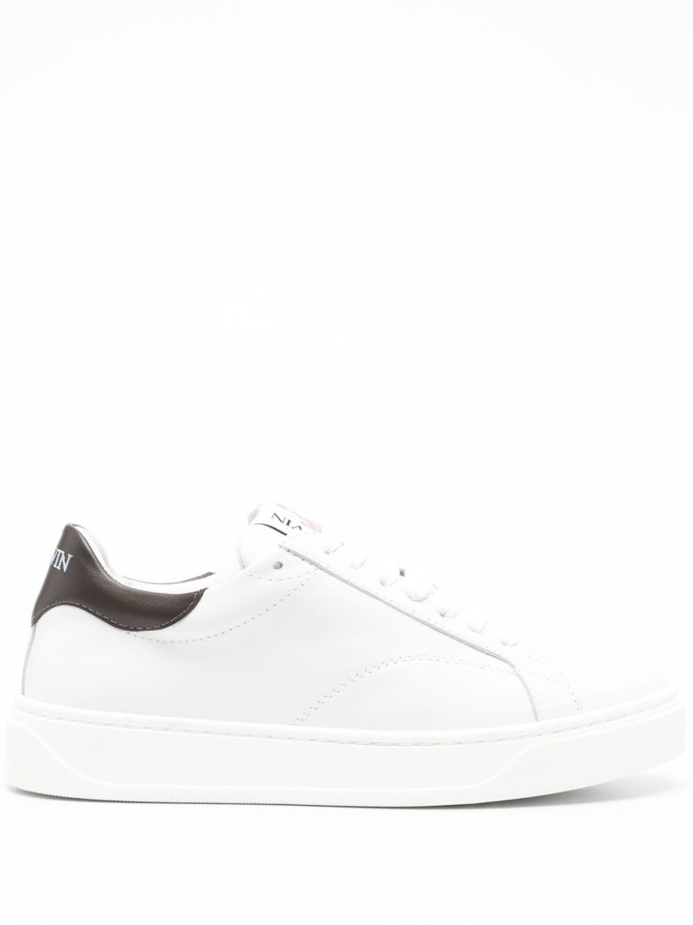 Shop Lanvin Ddb0 Sneaker With Contrasted Embroideries In White Brown