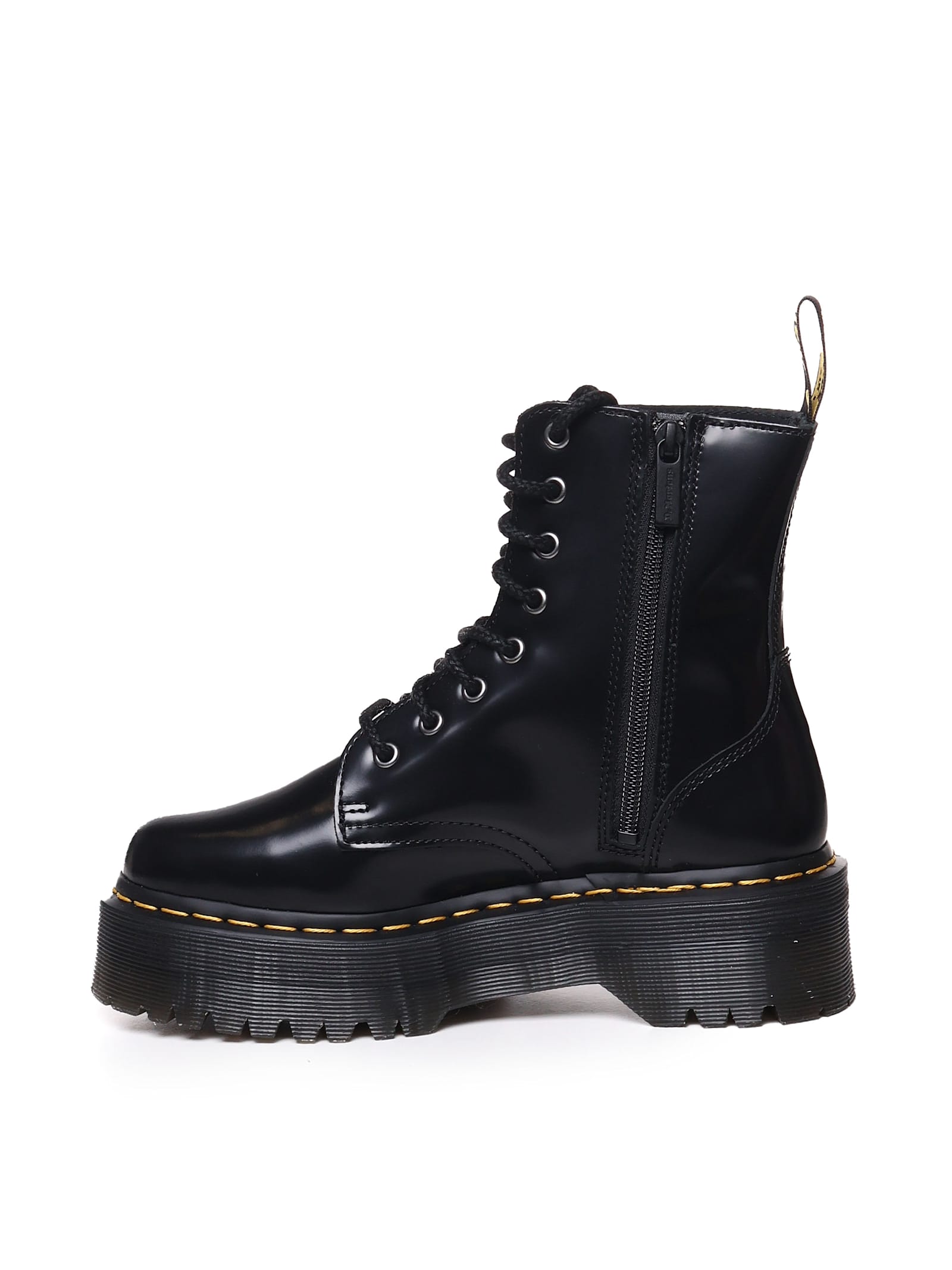 Shop Dr. Martens' Jadon Platform Boots In Black Posiched Smooth