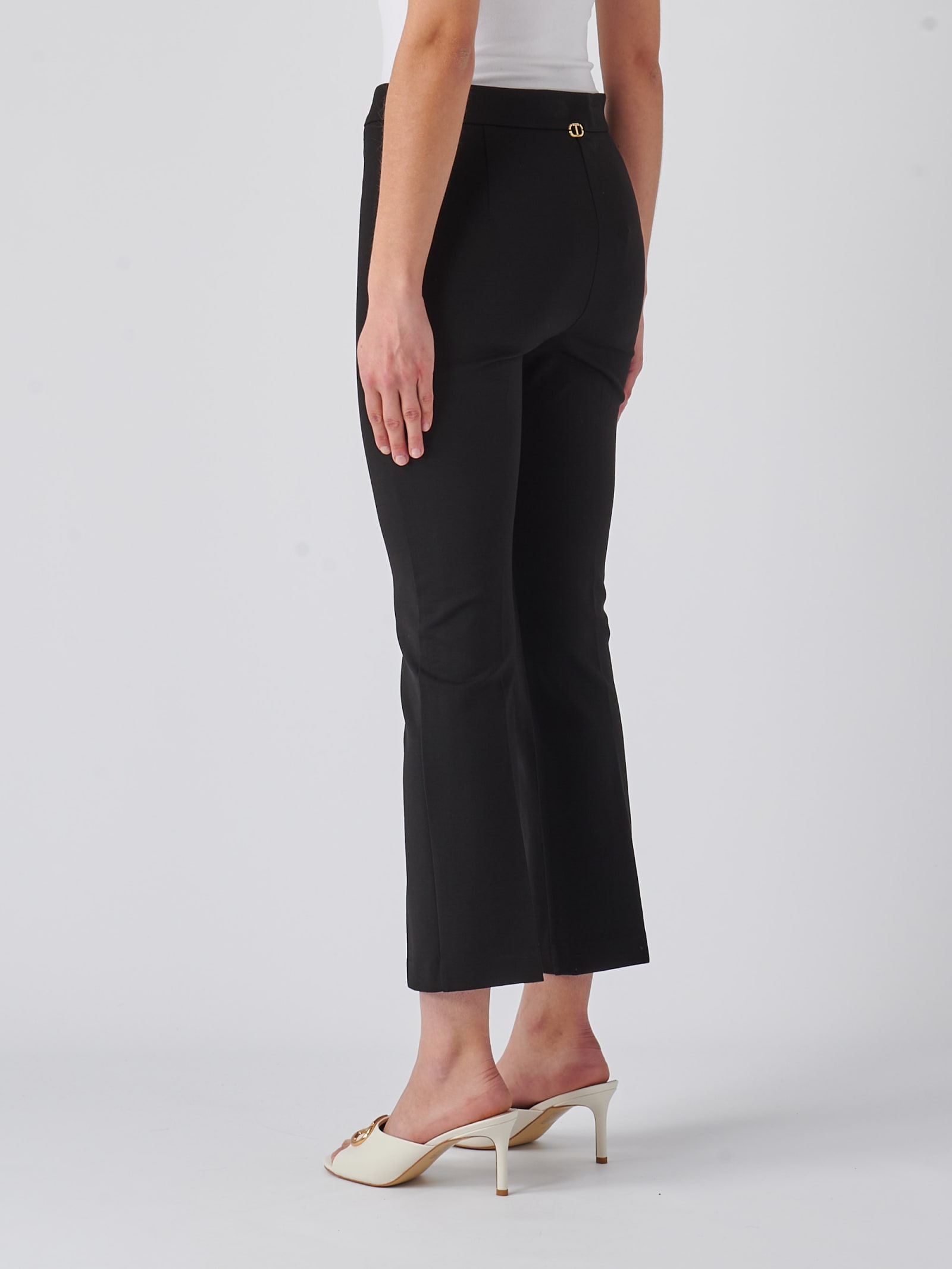 Shop Twinset Viscose Trousers In Nero