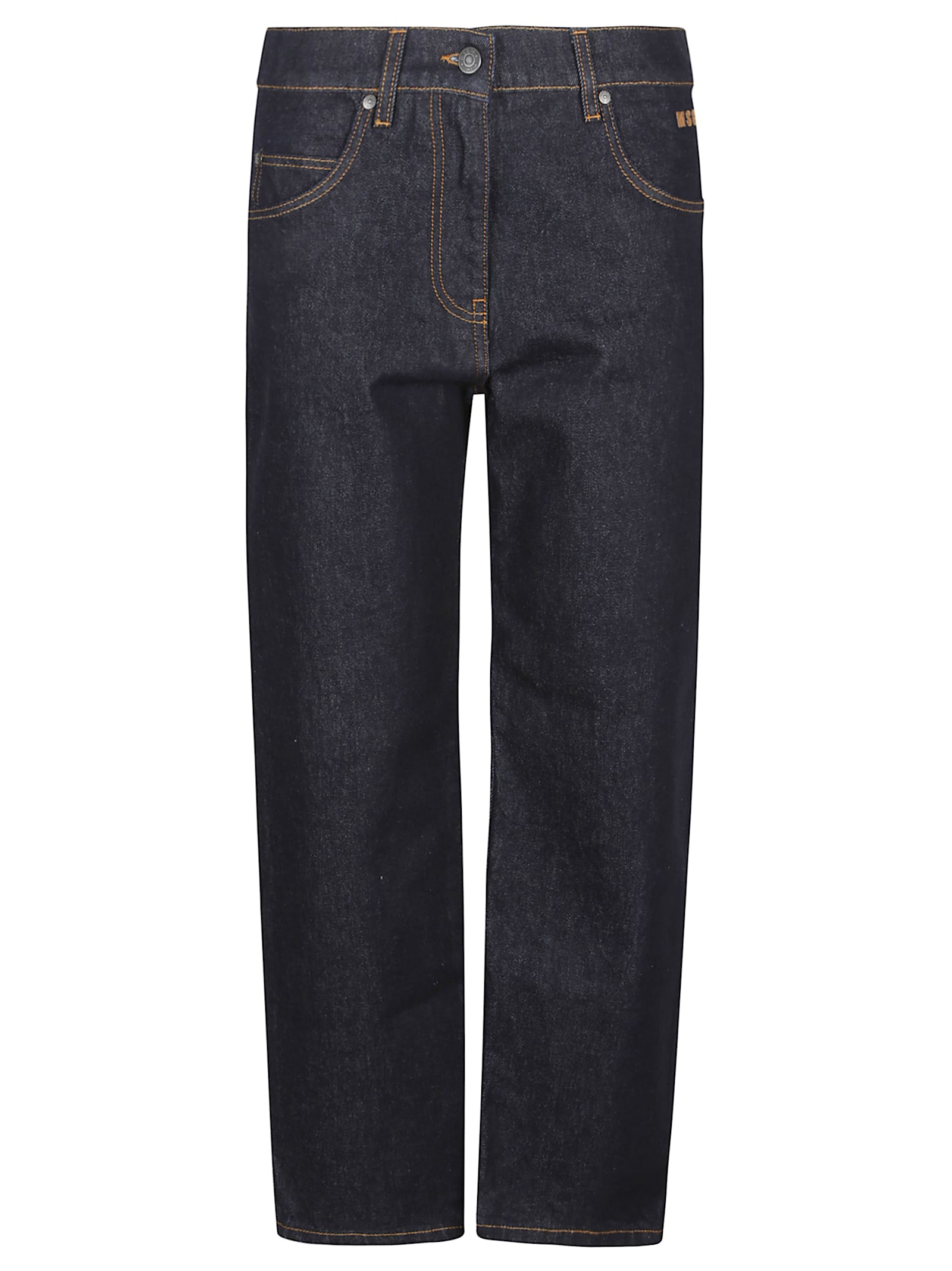 Msgm Ankle Cut Denim Jeans In Blue