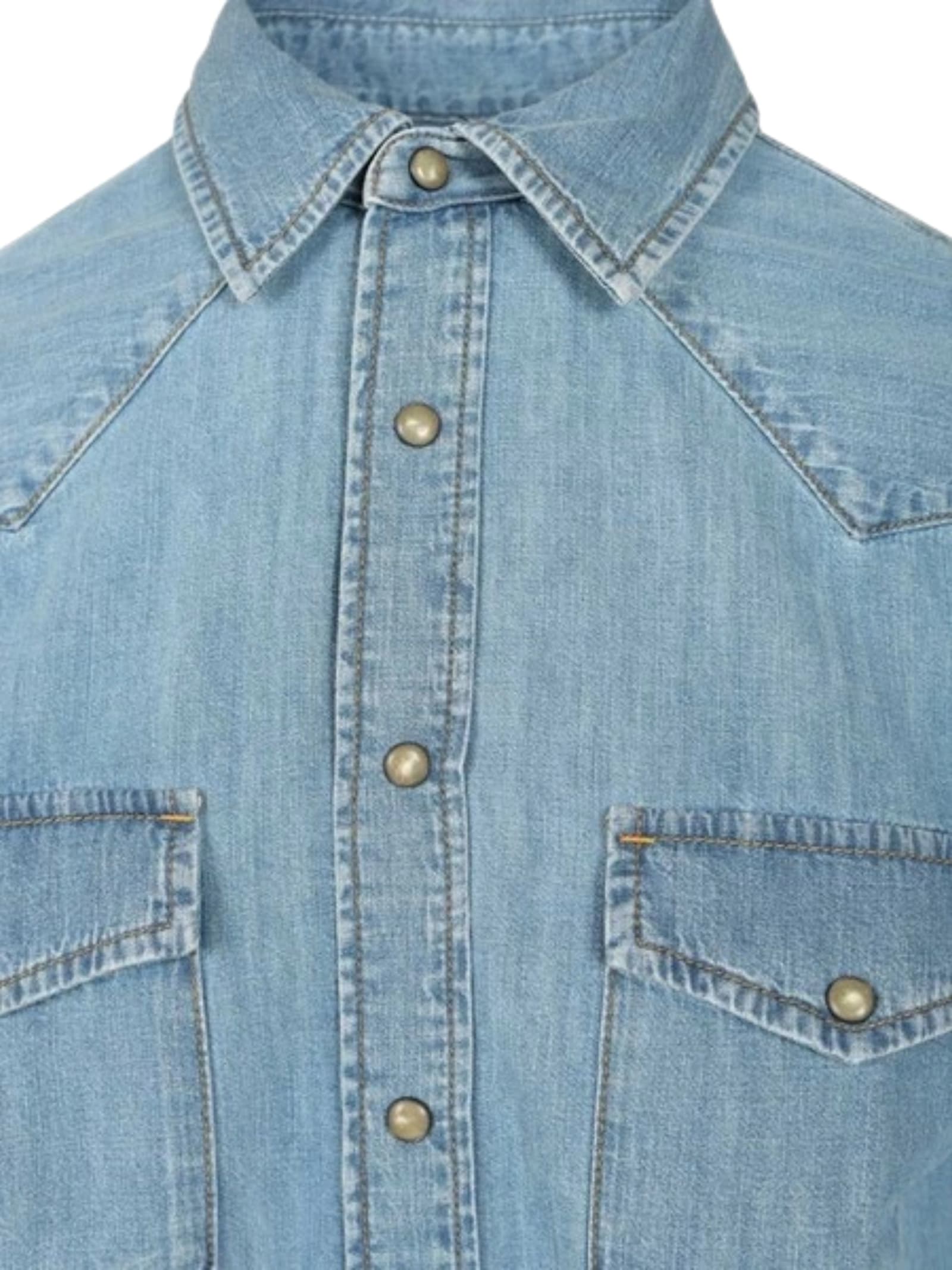 Jacob Cohen Button-down Collar Long Sleeve Denim Shirt In Blue