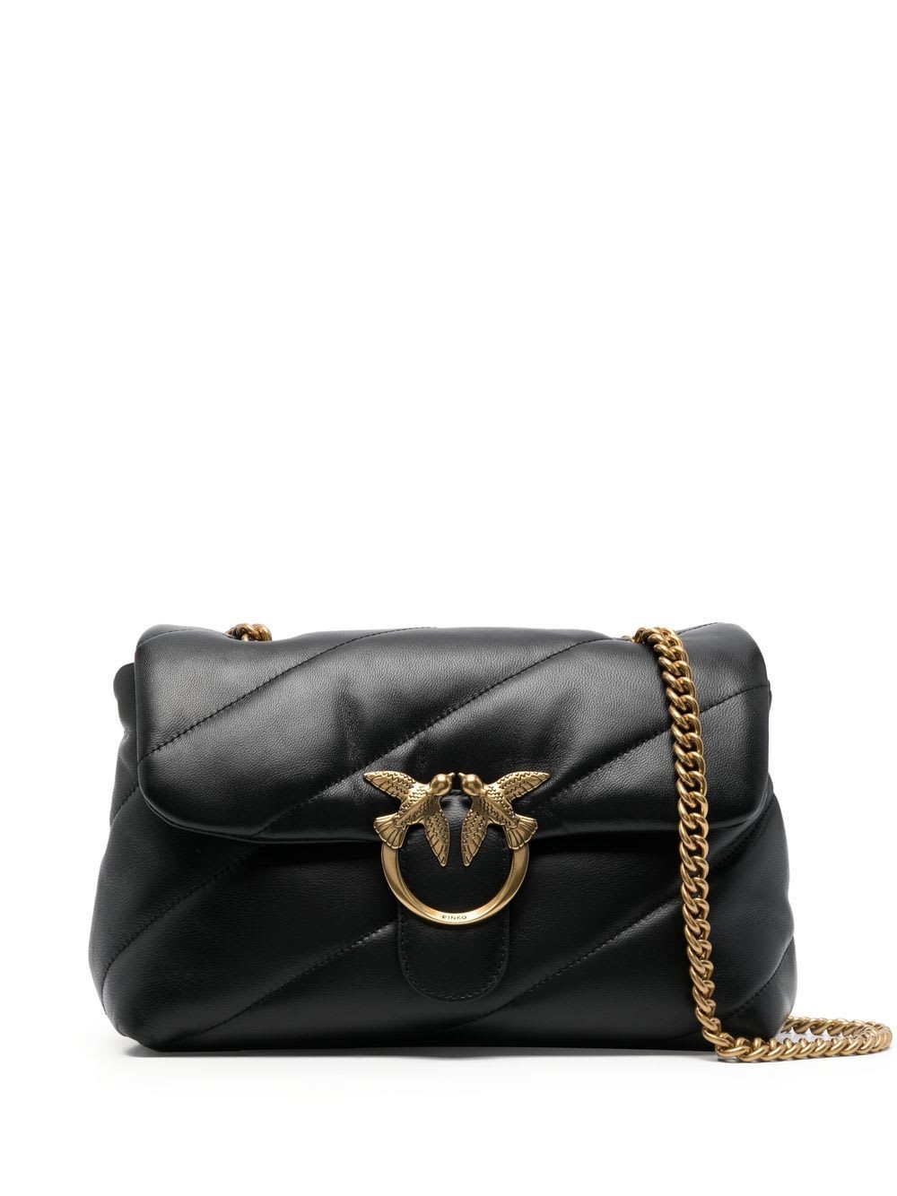 Shop Pinko Love Puff Classic Bag In Q Black Antique Pink