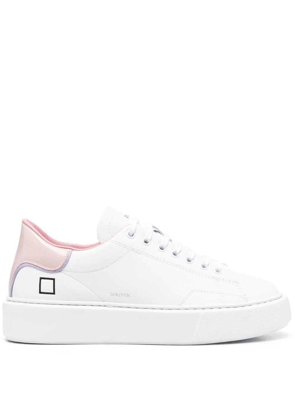 D.A.T.E. White And Pink Sfera Patent Sneakers