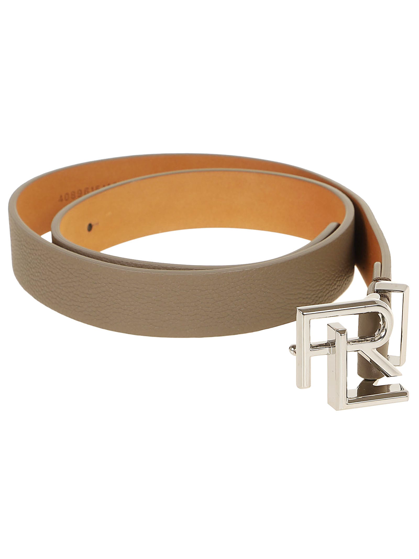 Shop Ralph Lauren 25mm Rl Logo-belt-skinny In Dark Taupe