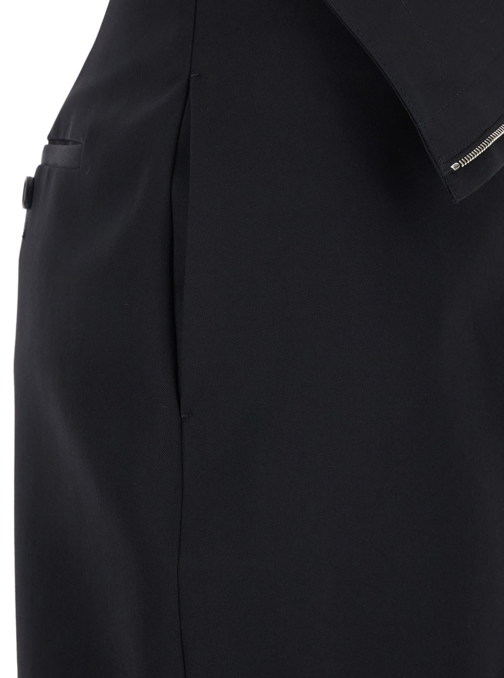 Alexander Mcqueen Black Skirt With Foldover Waist And Rear Single Slit In Wool Woman In Black