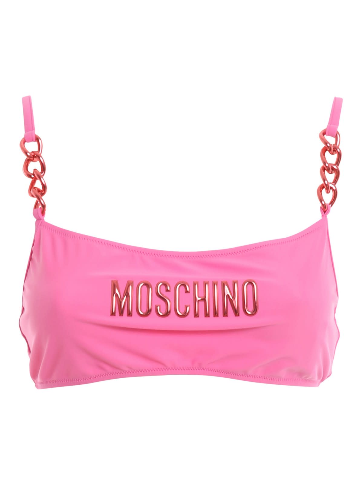 Moschino Top Bik Ini Con Logo Laminato Rosaa57295211208