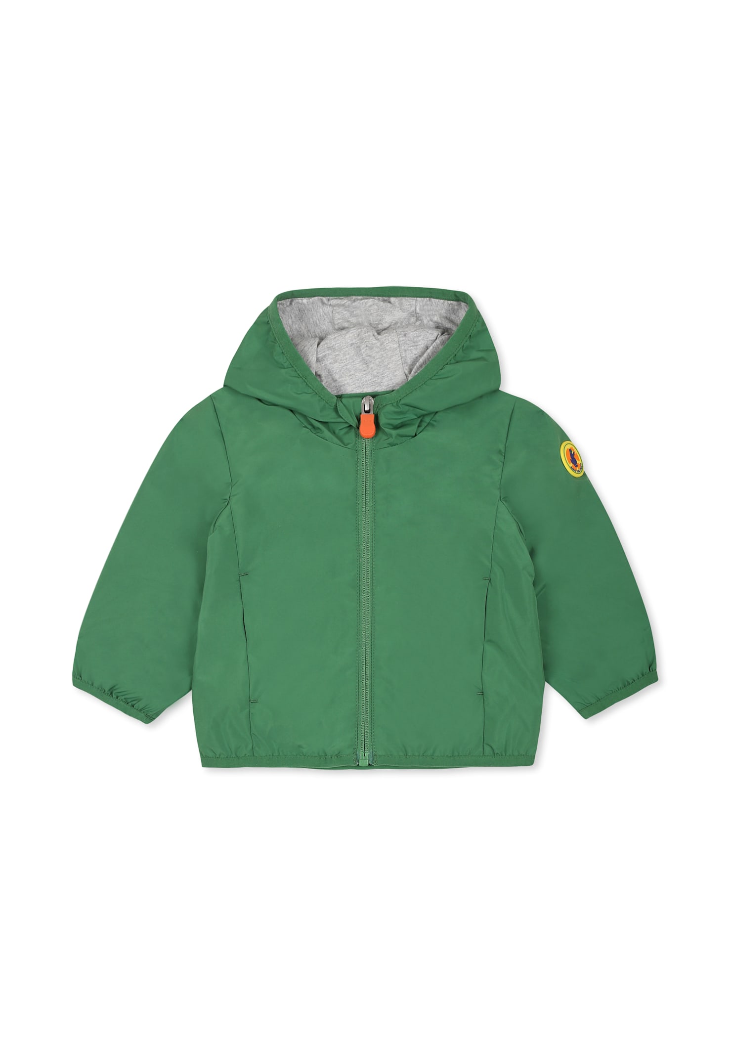 Save The Duck Green Windbreaker Jacket For Baby Boy With Logo In Green