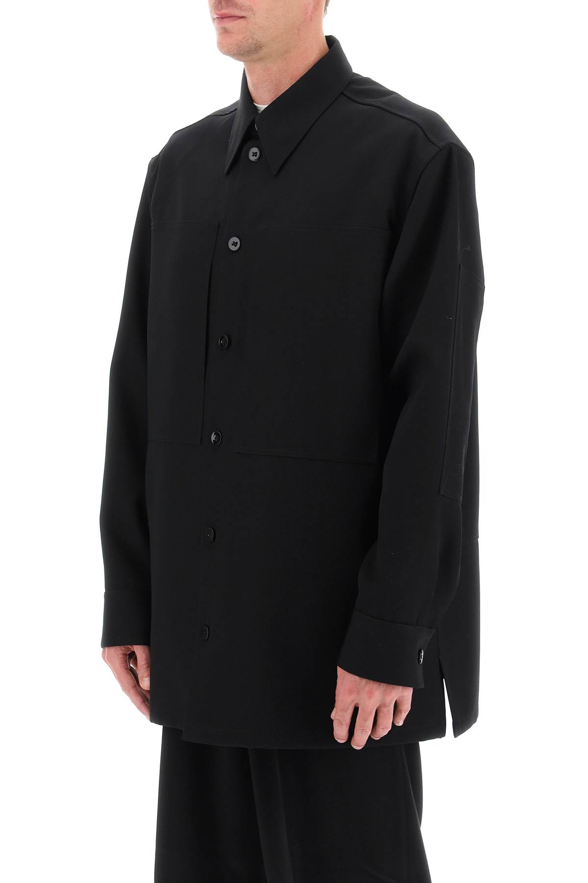 Shop Jil Sander Wool Shirt In Black (black)