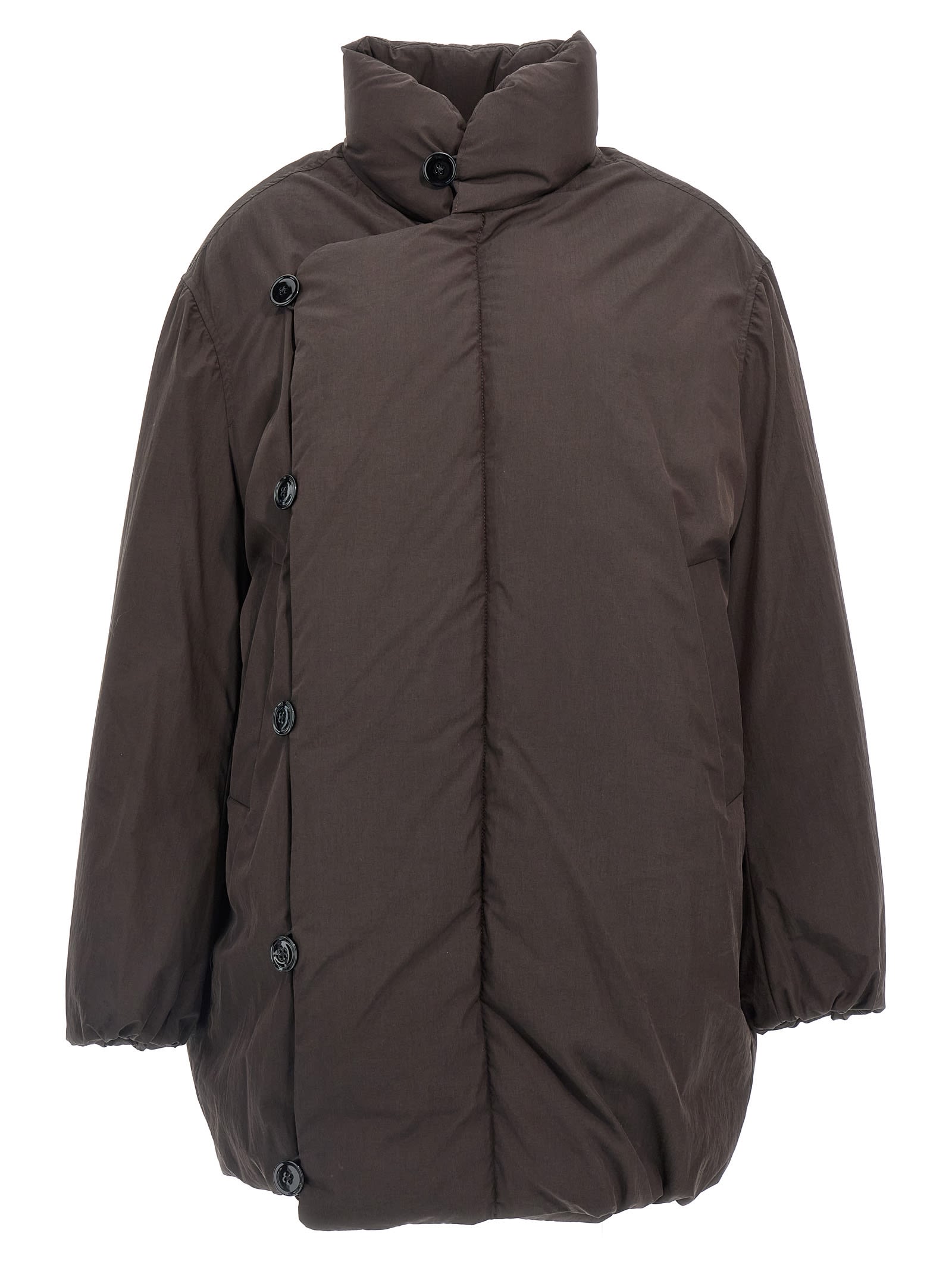 Shop Lemaire Long Down Jacket In Brown