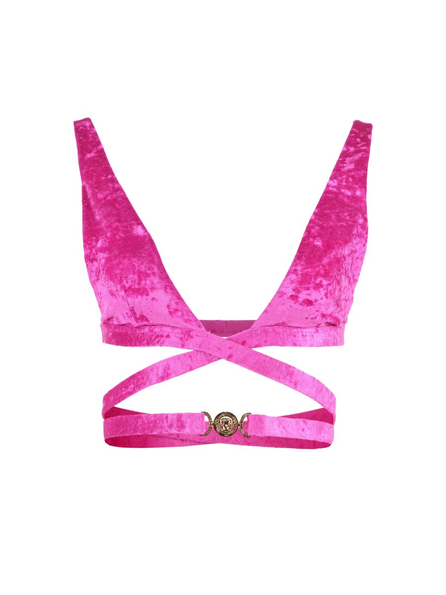 Shop Versace Medusa Bikini Top In Pink