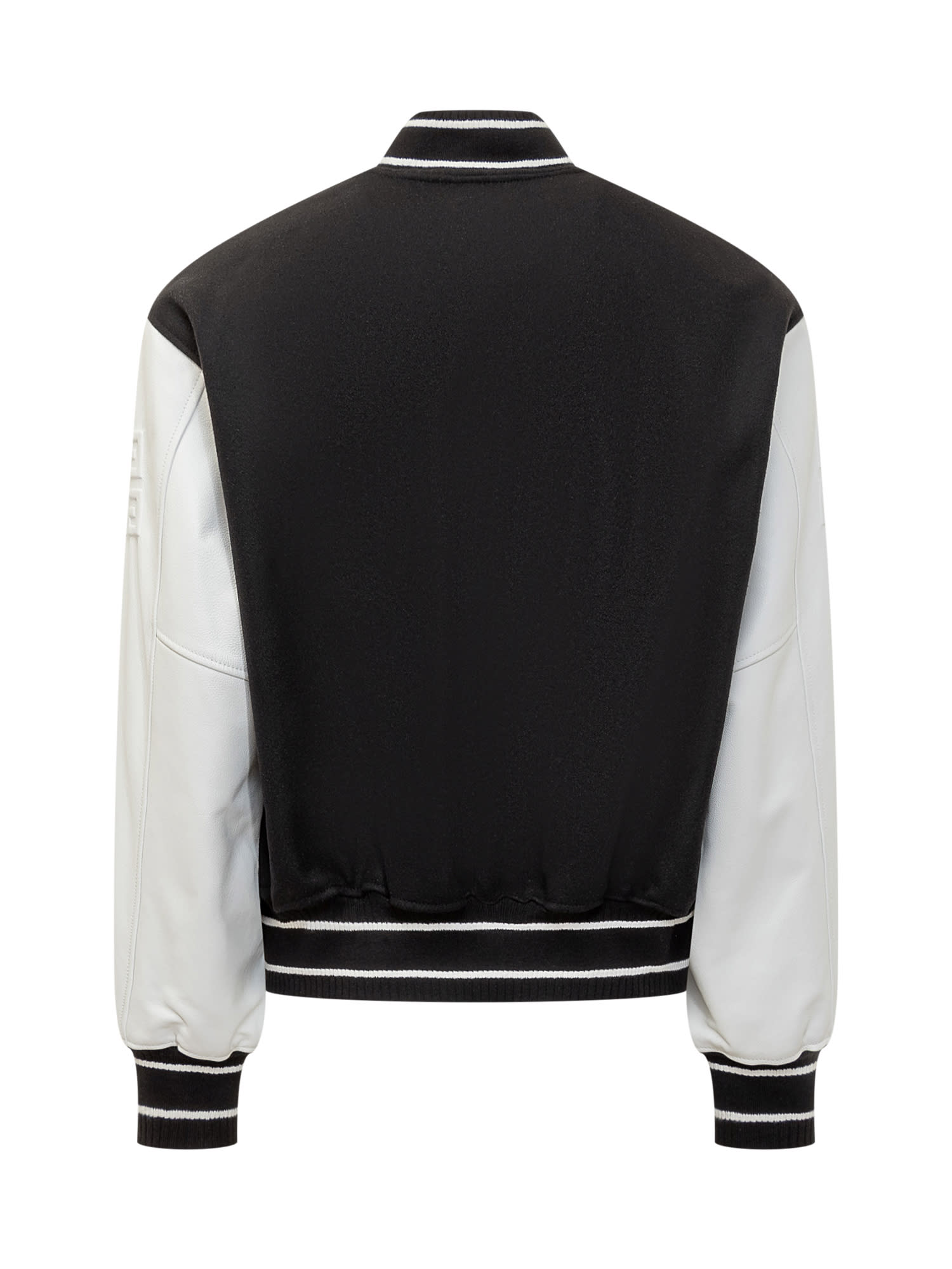 Shop Givenchy Wool And Leather Bomber Jacket In Black/white