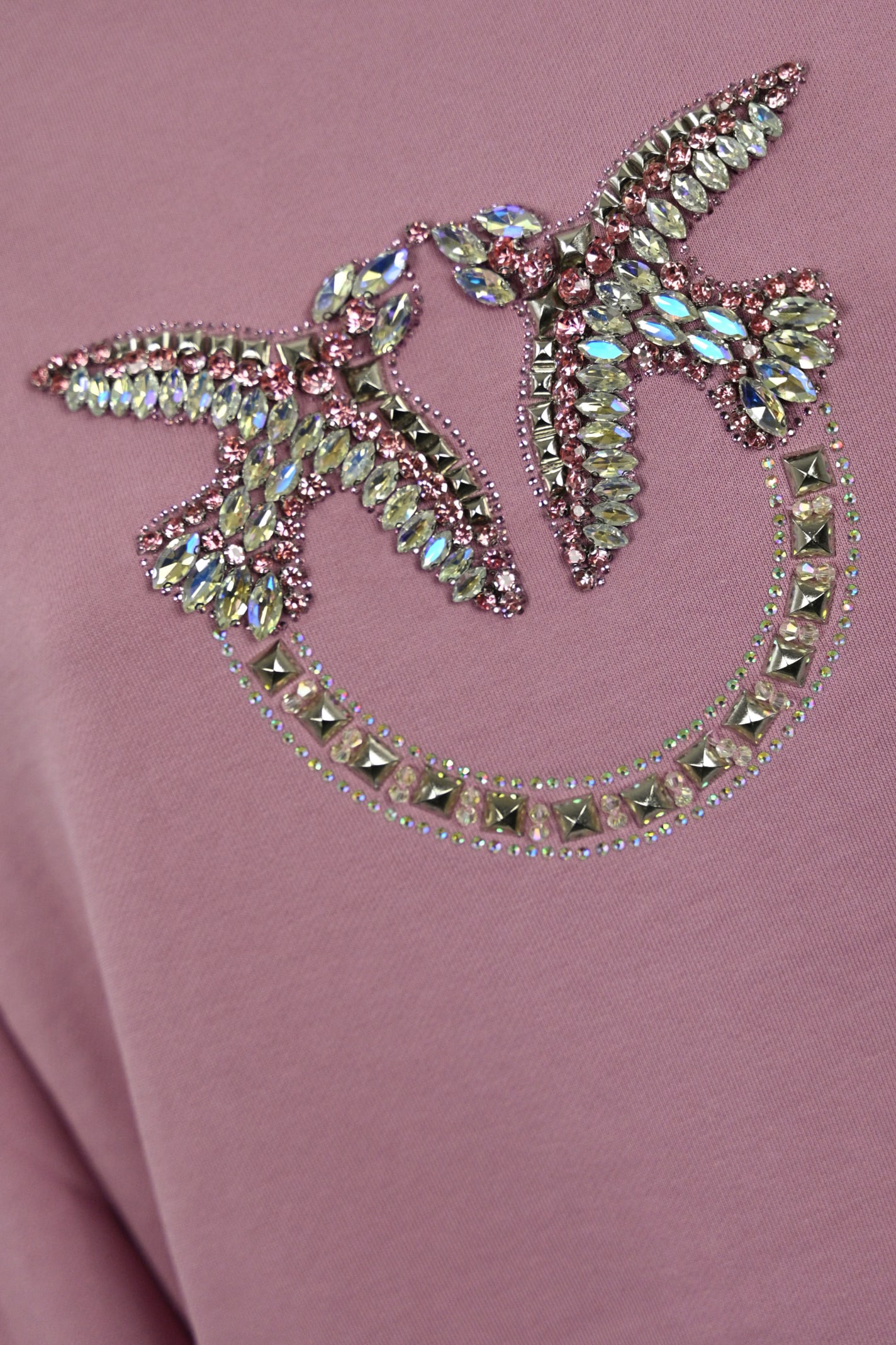 Shop Pinko Sweatshirt With Love Birds Embroidery In Pink