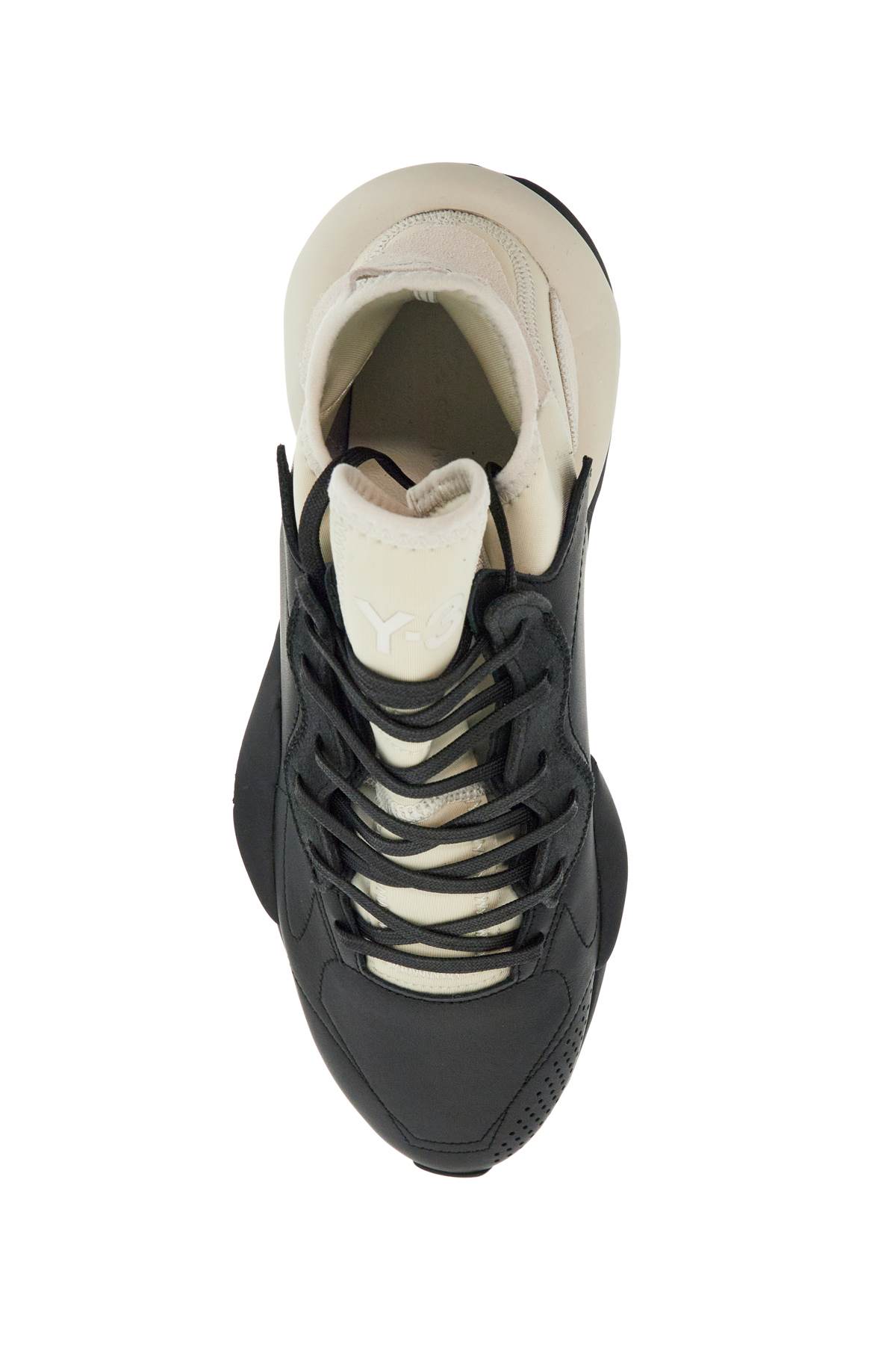 Y-3 Black Fabric And Leather Kaiwa Sneakers For Men In Black (black)