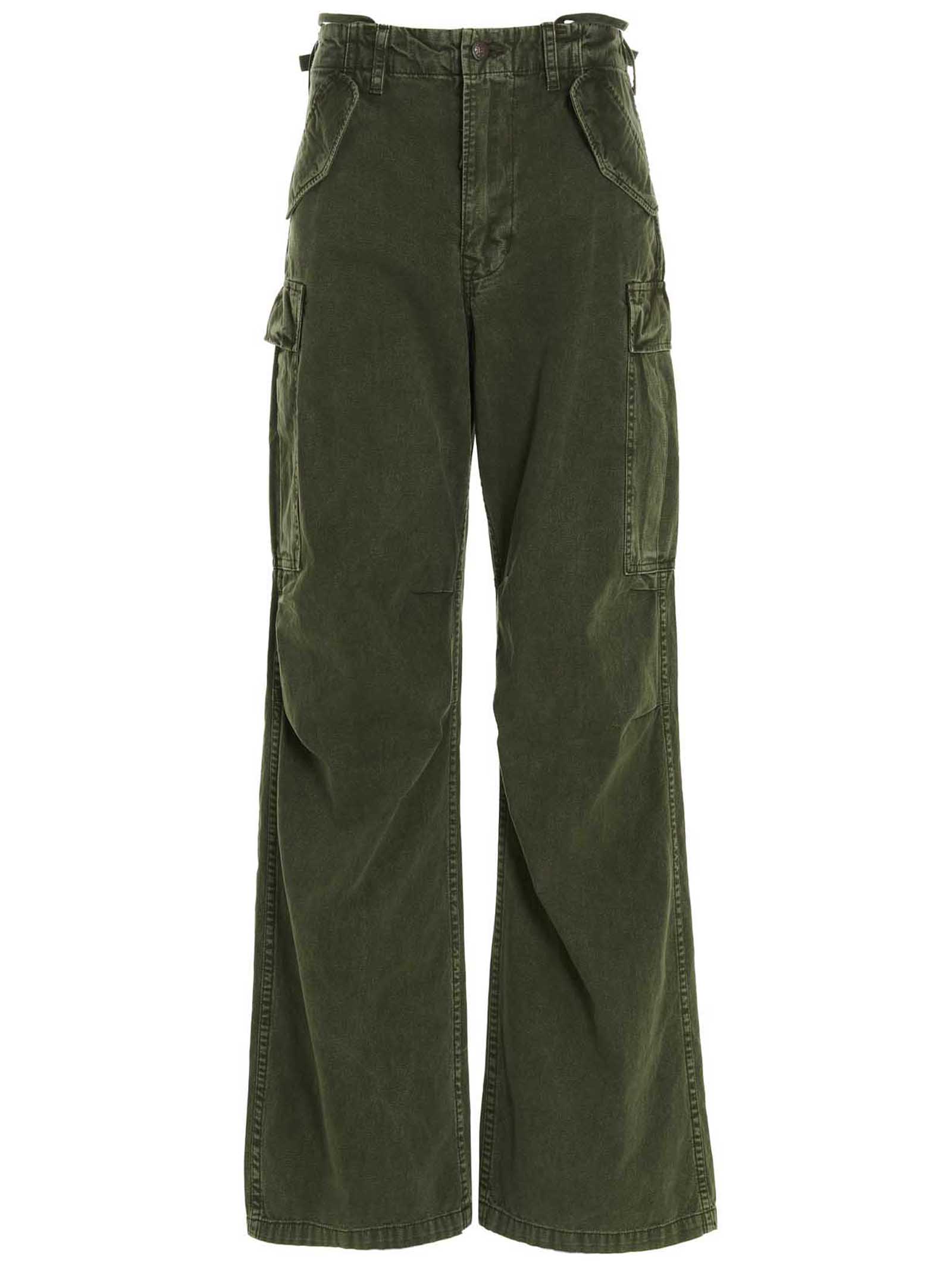 R13 Wide Leg Cargo Pant In Olive In Green