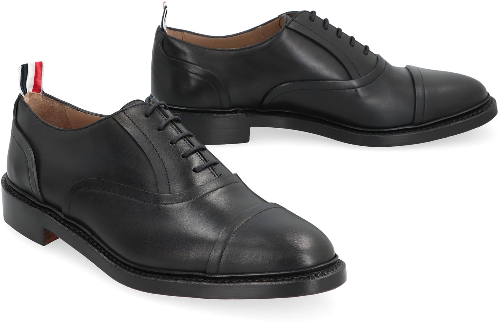 Shop Thom Browne Leather Lace-up Shoes In Black