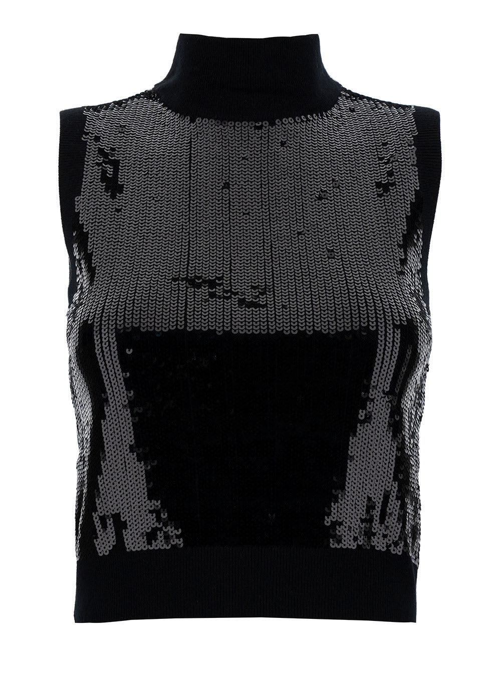 Michael Kors Wool Sequin Sleeveless Tank In Black