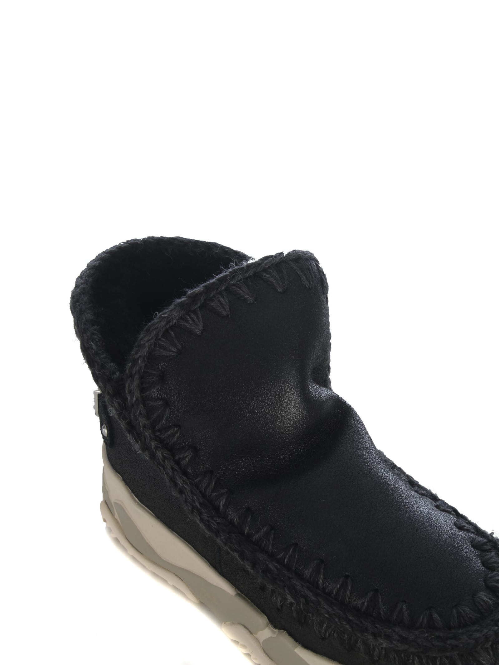 Shop Mou Ankle Boots  Trainer Big Logo Made Of Leather In Black