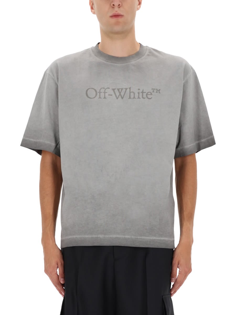 Off-white T-shirt With Logo In Gray