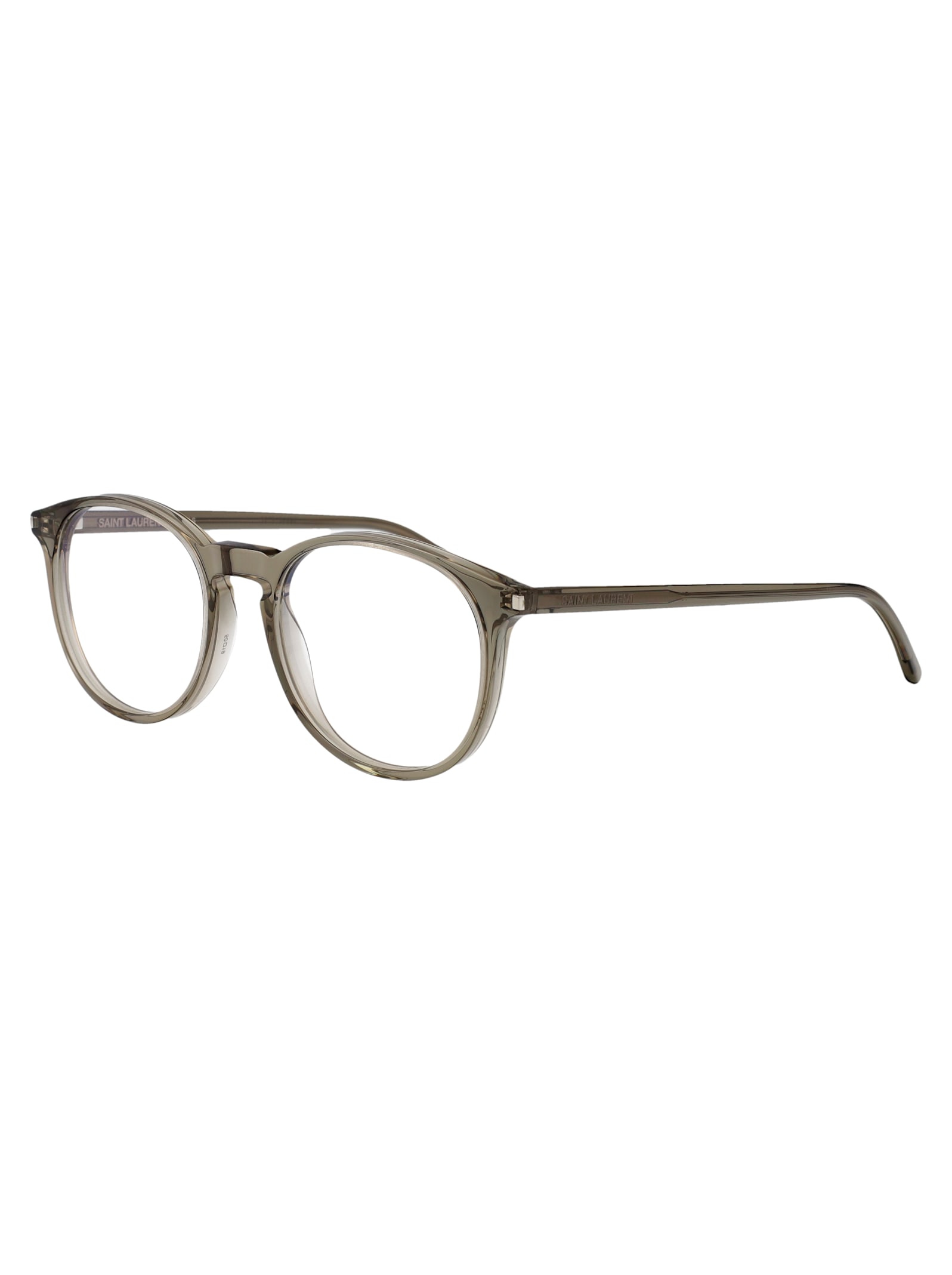 Saint Laurent Brown-brown-transparent Acetate Glasses In Brown-brown-transparent