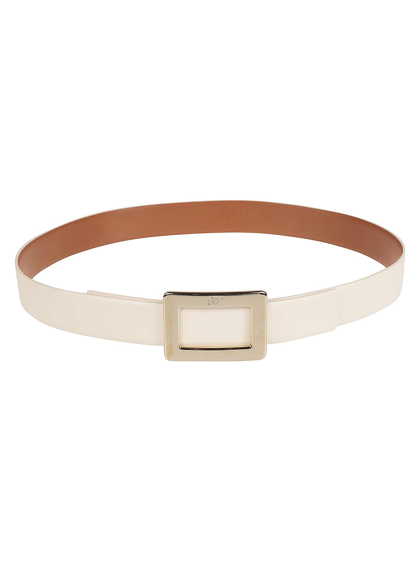 Shop Roger Vivier Engraved Logo Belt In Cream