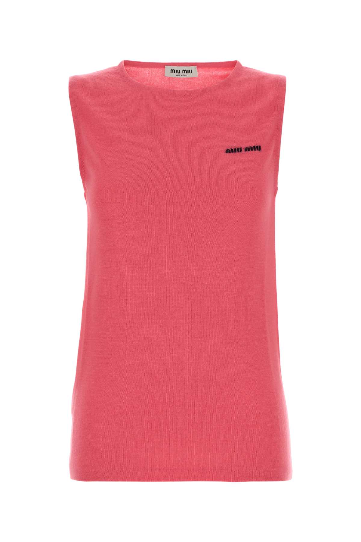 Miu Miu Cashmere-silk Sleeveless Sweater In Pink