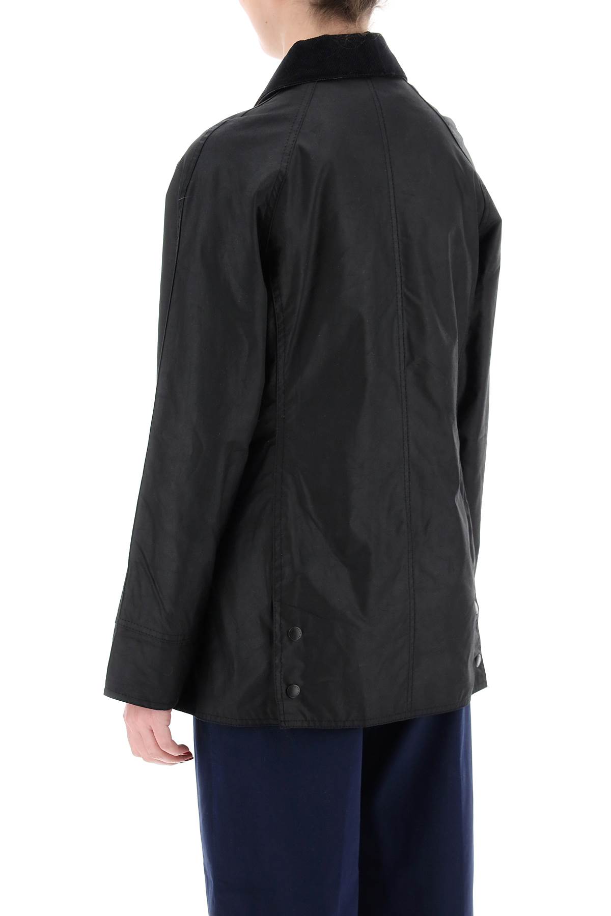 Barbour Collared Long Sleeve Coat And Pockets In Black