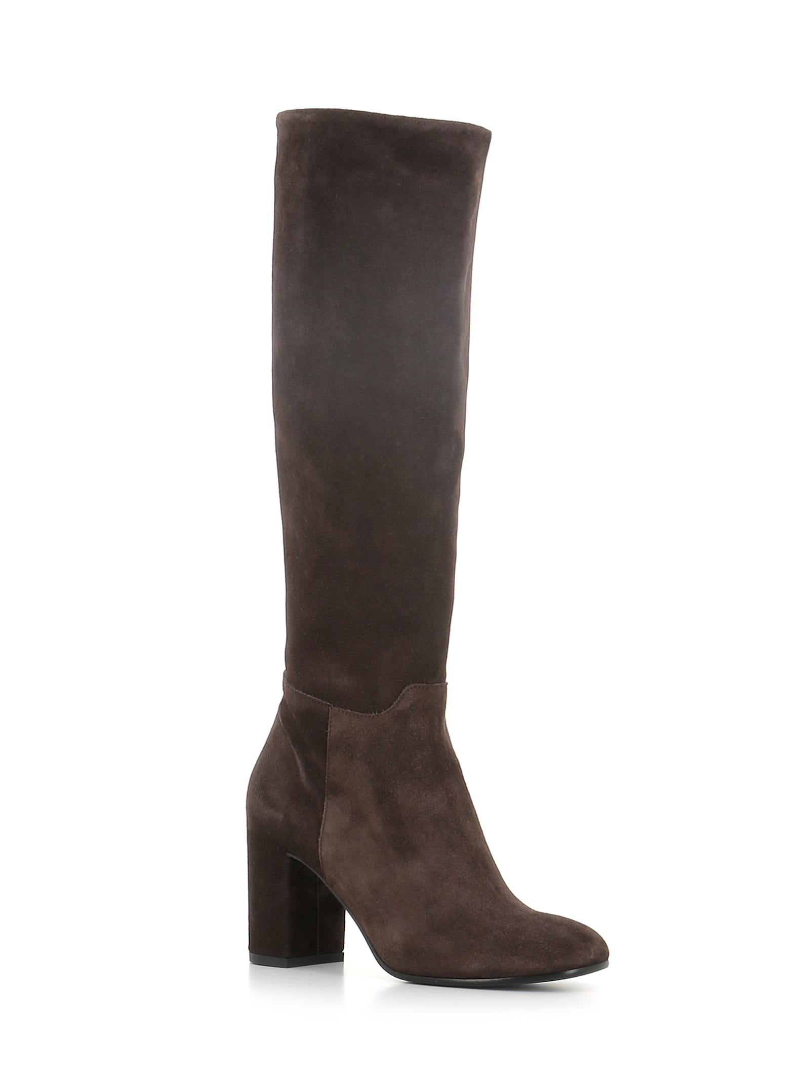 Del Carlo Block-heel Suede Boots In Brown