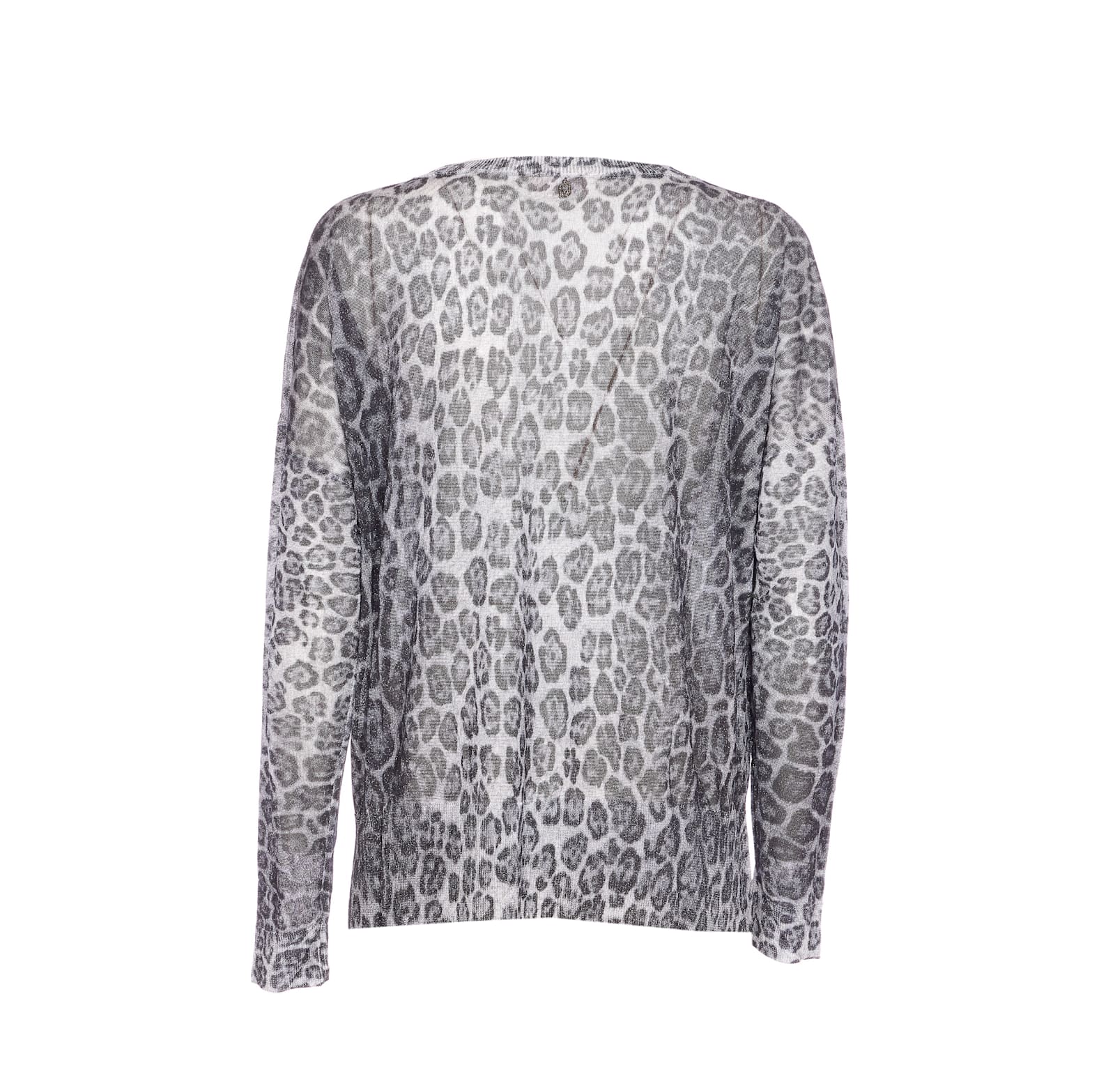 Liu •jo All-over Leopard Print Gray Sweater In Black