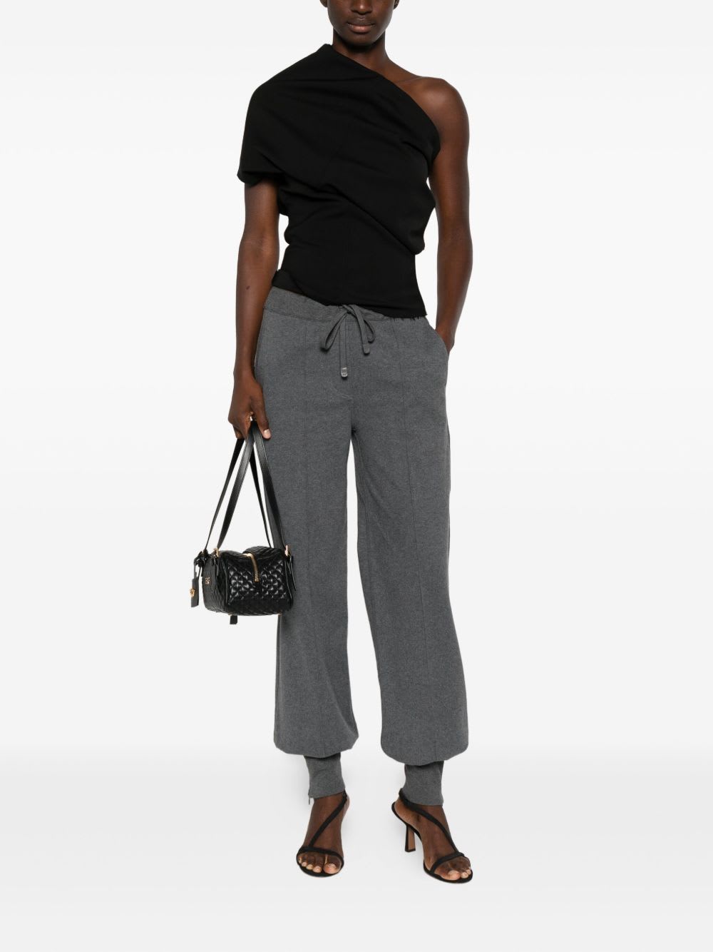 Tom Ford Tapered Leg Trousers With Adjustable Drawstring And Elasticized Cuffs In Gray