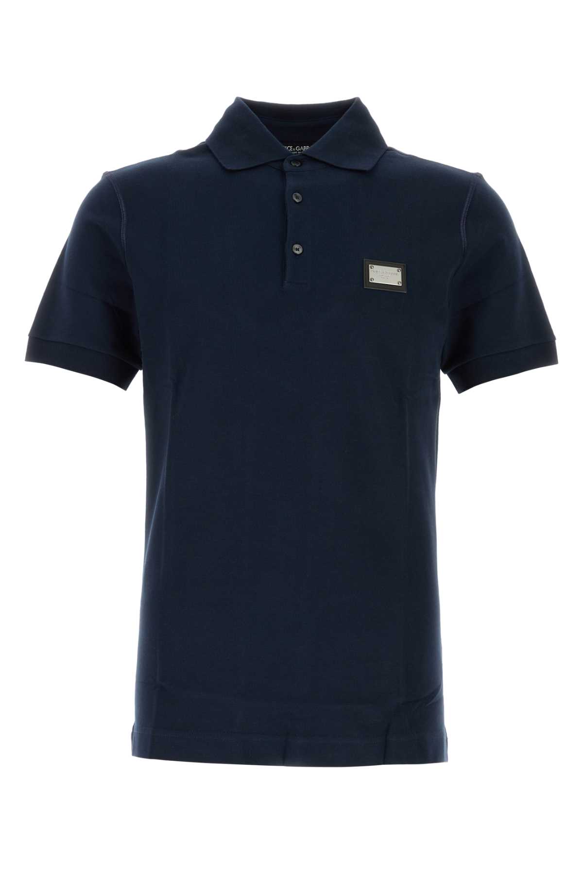 DOLCE & GABBANA DARK BLUE PIQUET POLO SHIRT