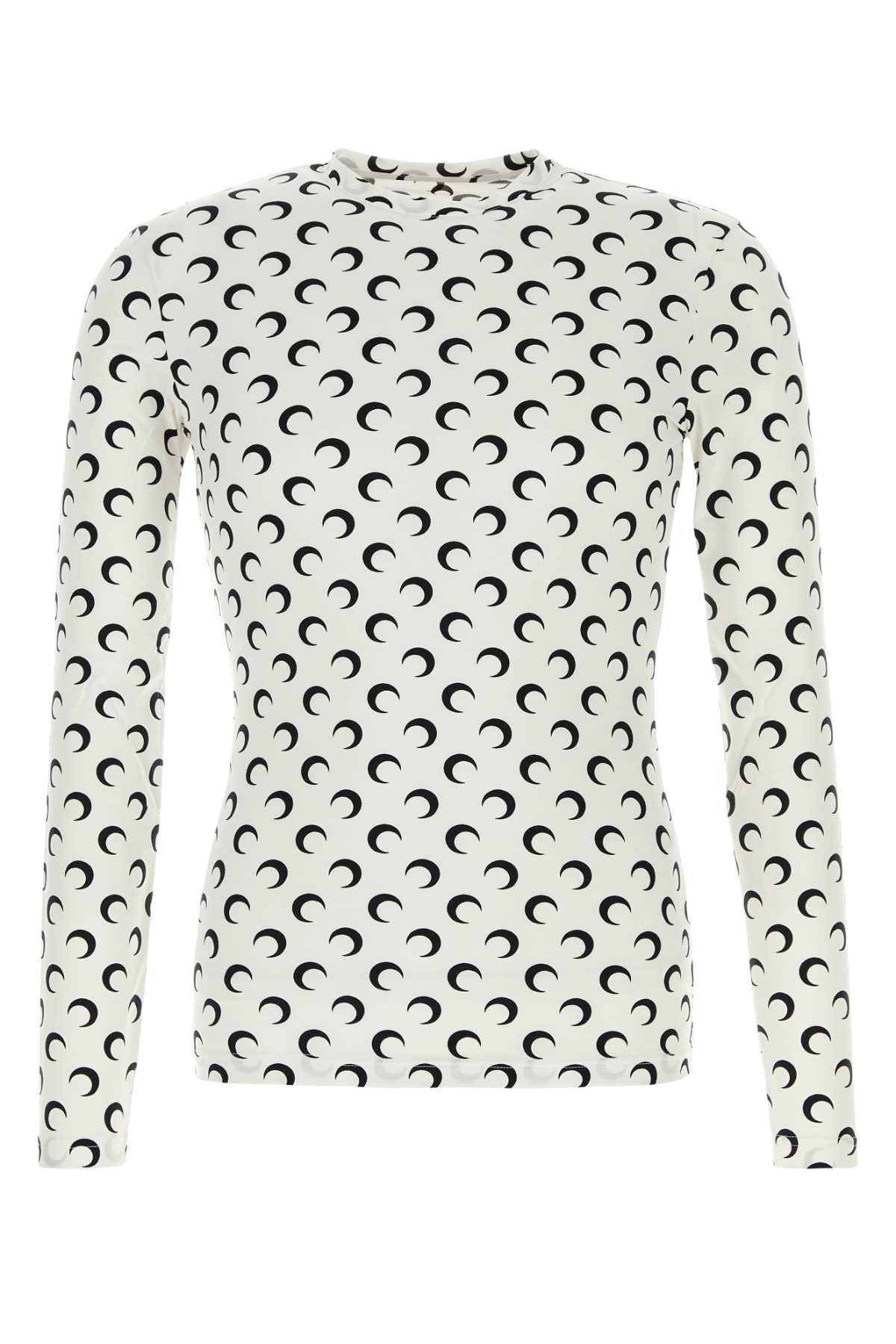 Marine Serre All-over Print Long Sleeve Crew Neck T-shirt In White